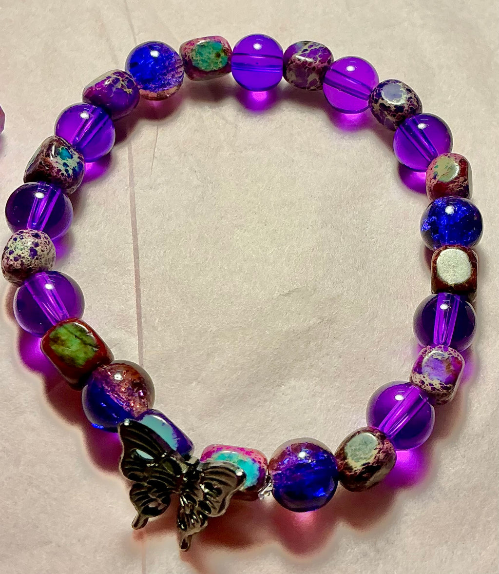 Purple Glass Butterfly bracelet