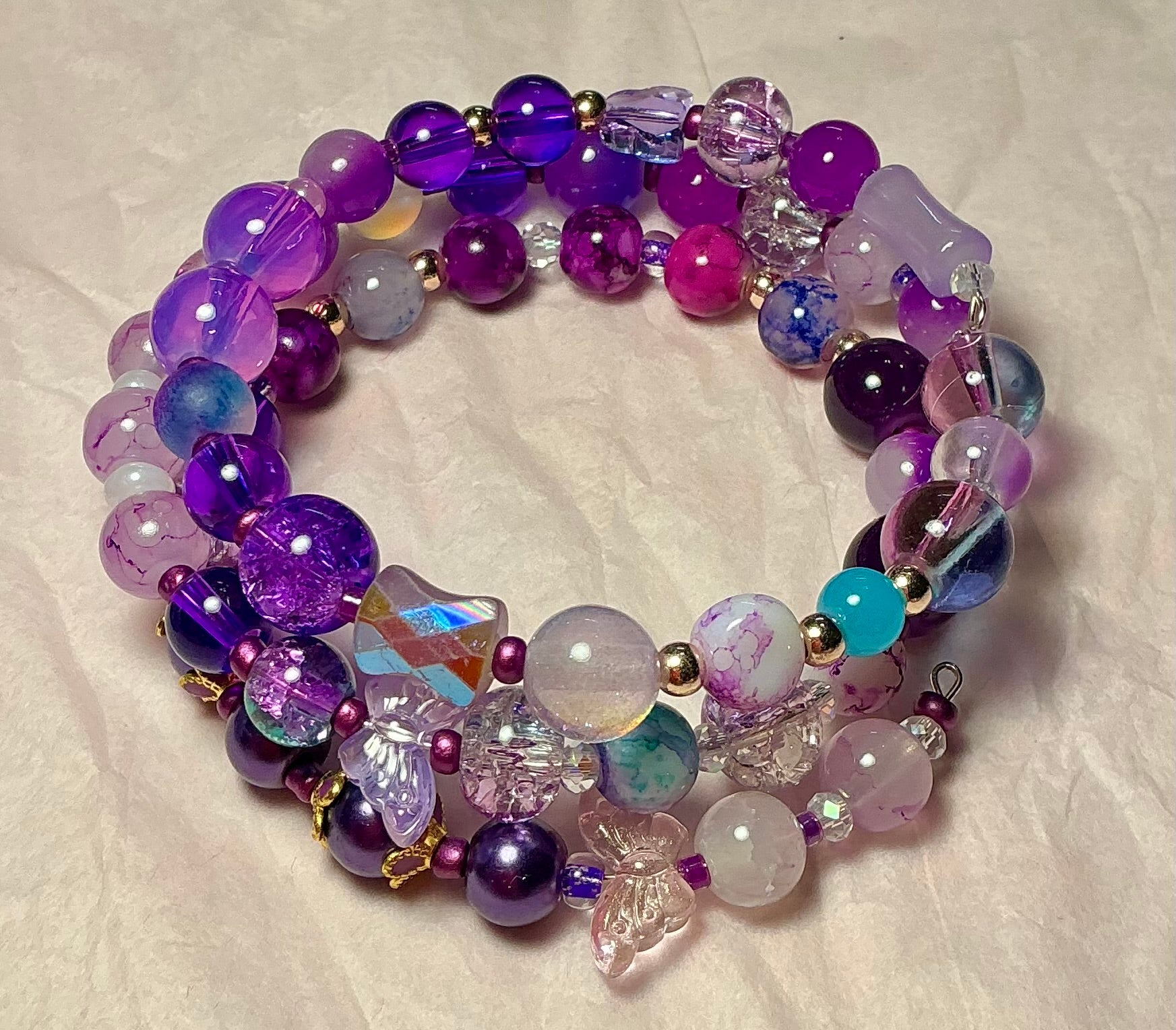Purple Glass Butterfly bracelet