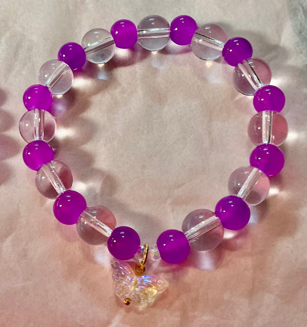 Purple Glass Butterfly bracelet