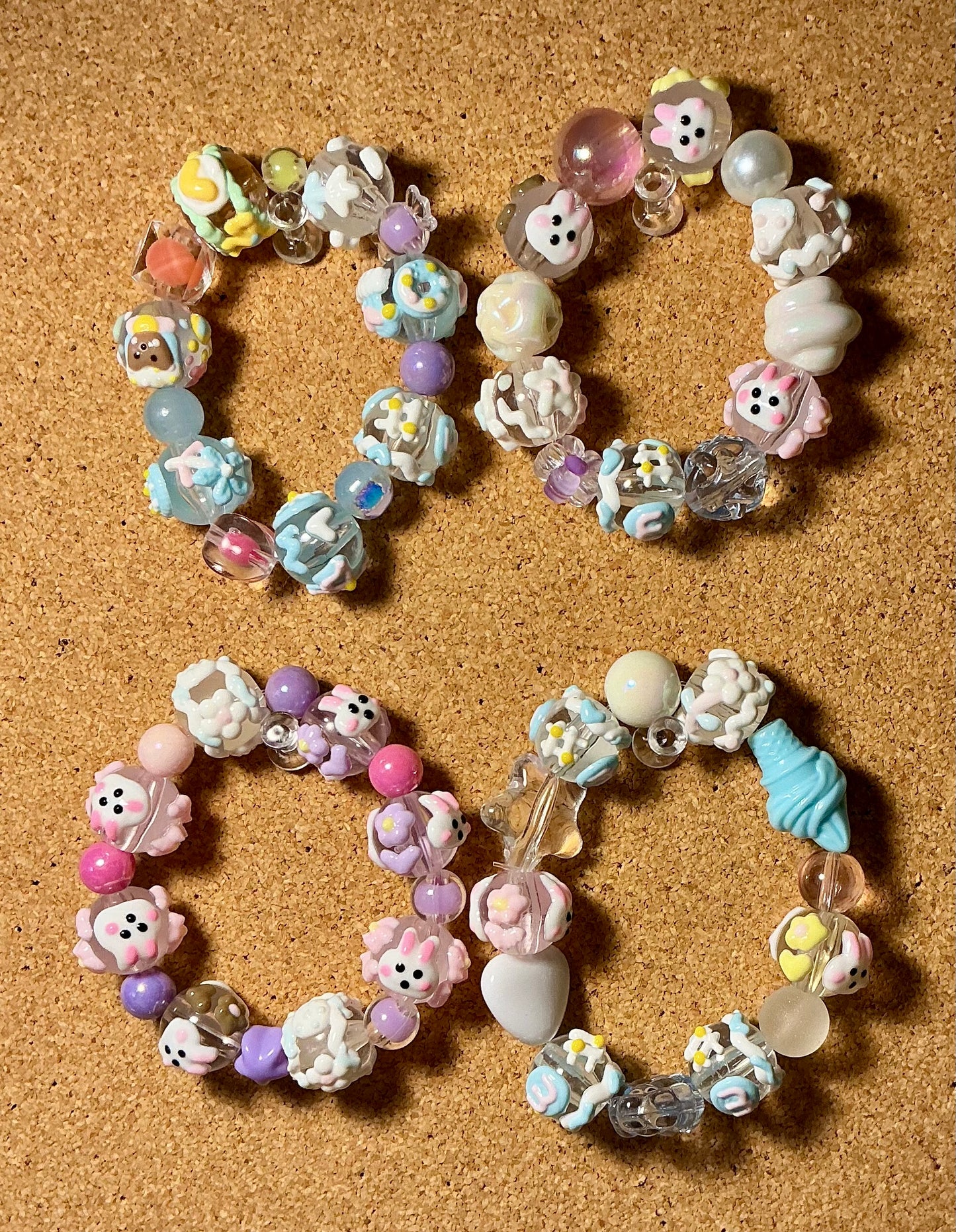 Pastel Hand Painted Beaded Bracelets