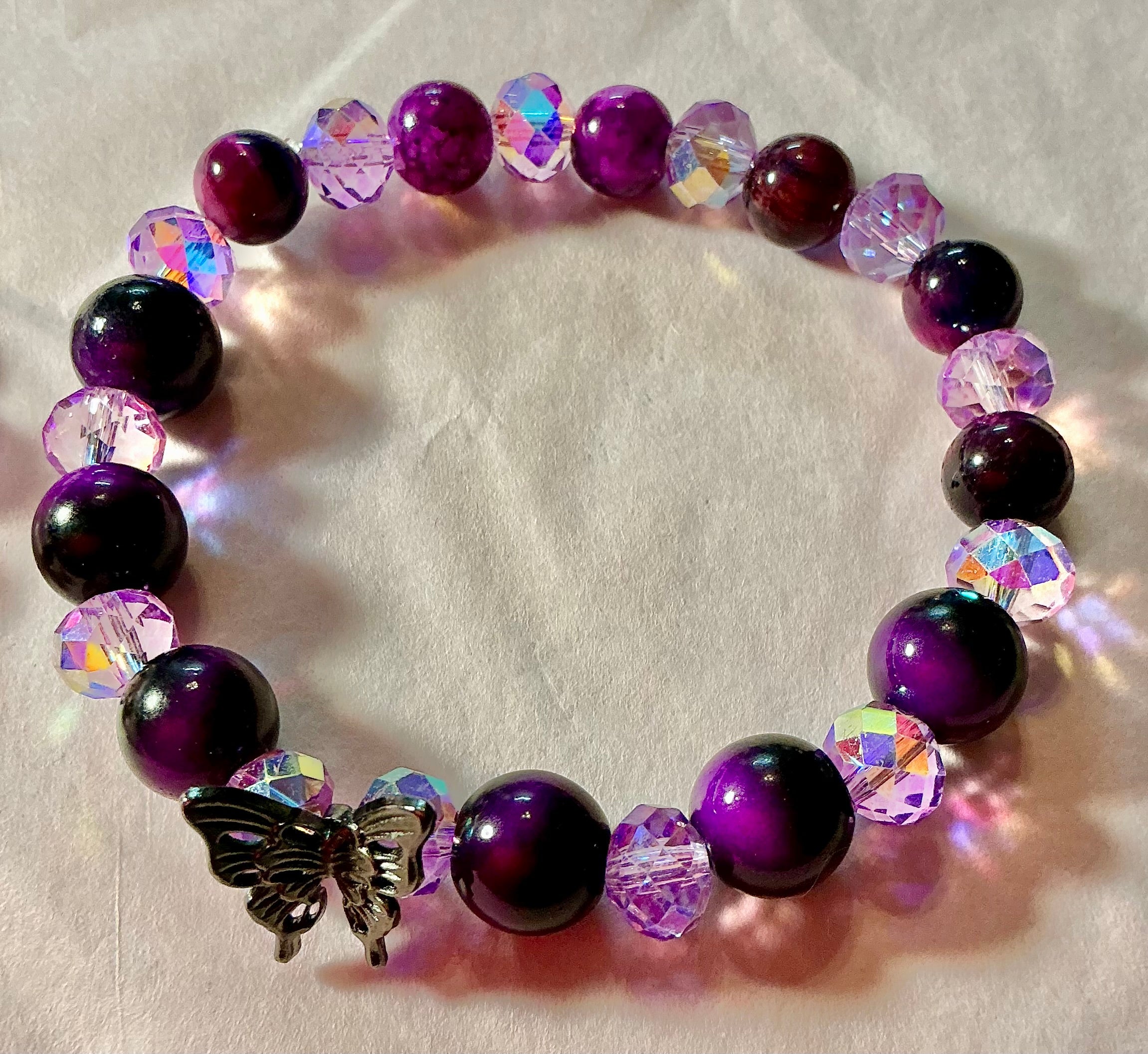 Purple Glass Butterfly bracelet