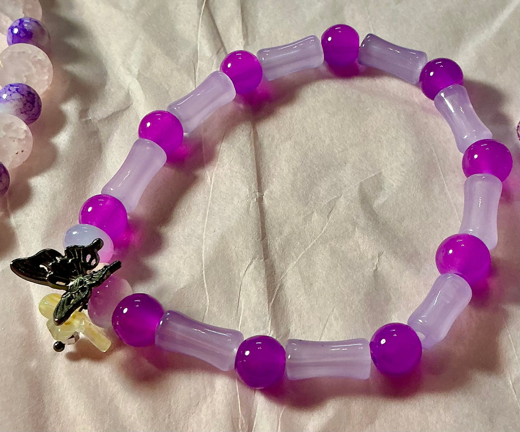 Purple Glass Butterfly bracelet