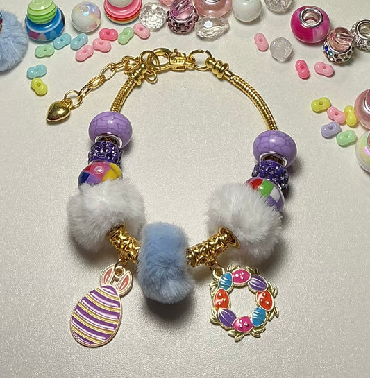 Easter Fuzzy Beaded Fluid Bracelet in Gold