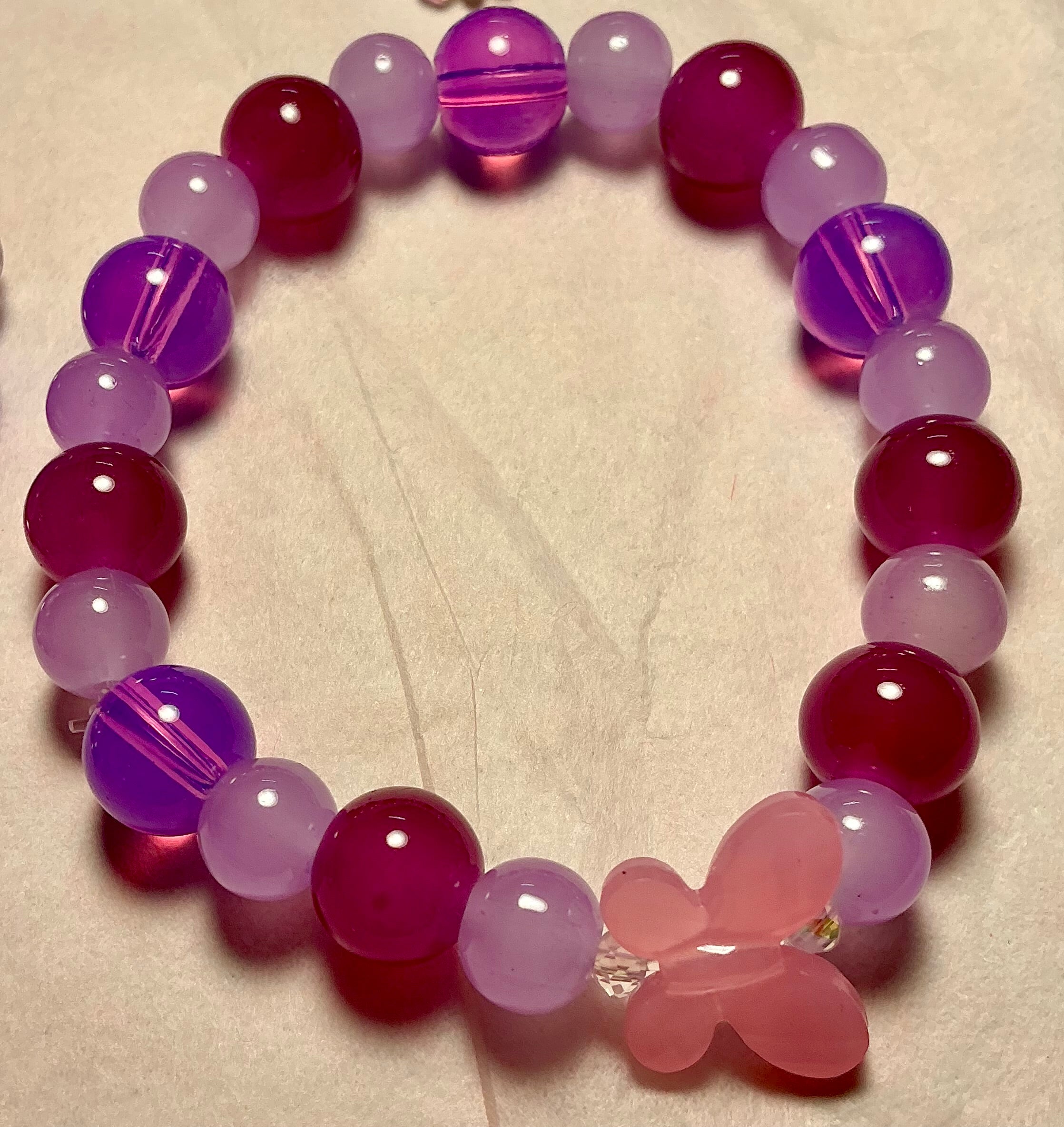 Purple Glass Butterfly bracelet