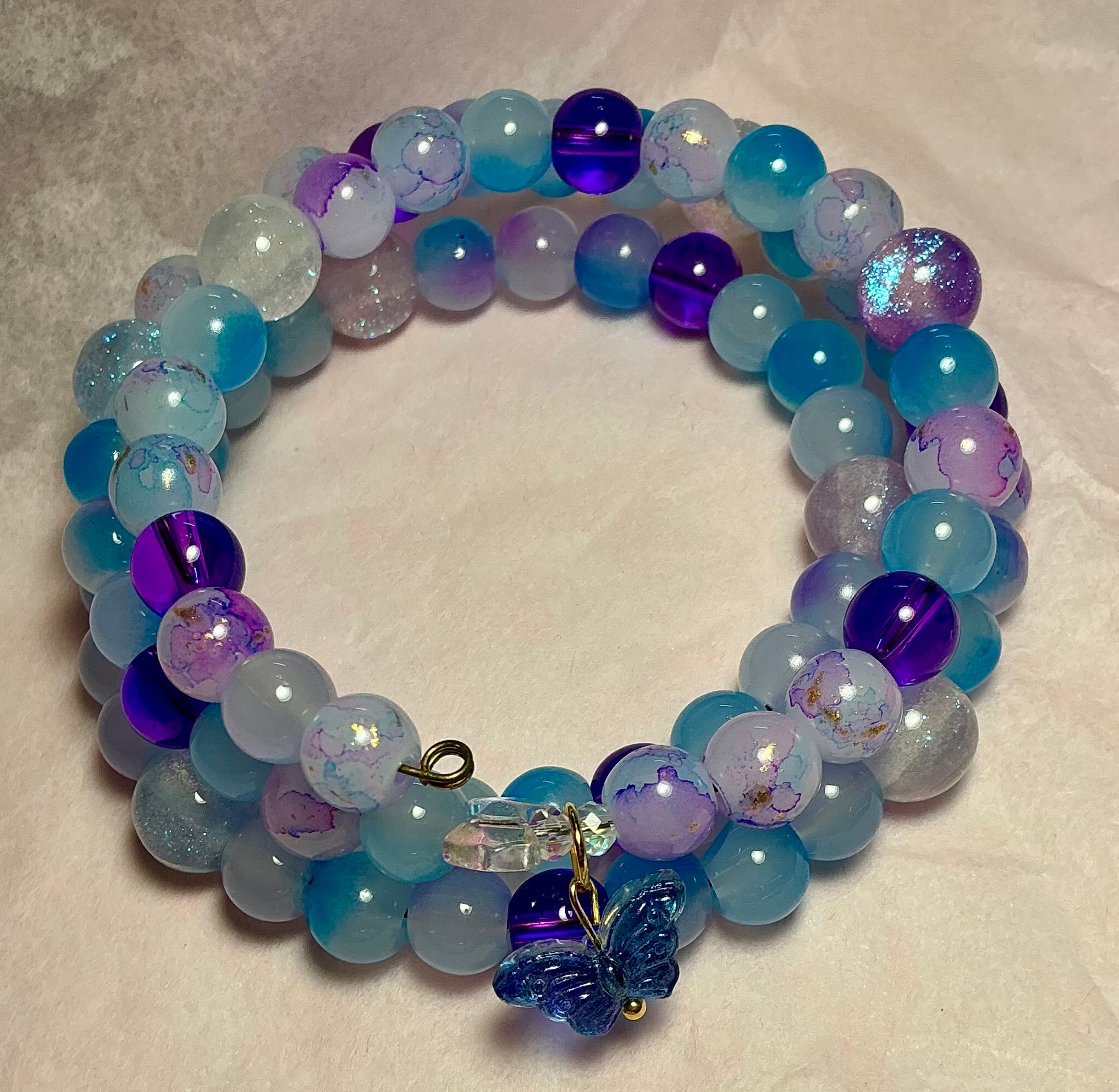 Purple Glass Butterfly bracelet
