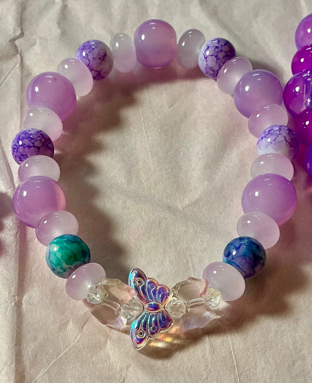 Purple Glass Butterfly bracelet
