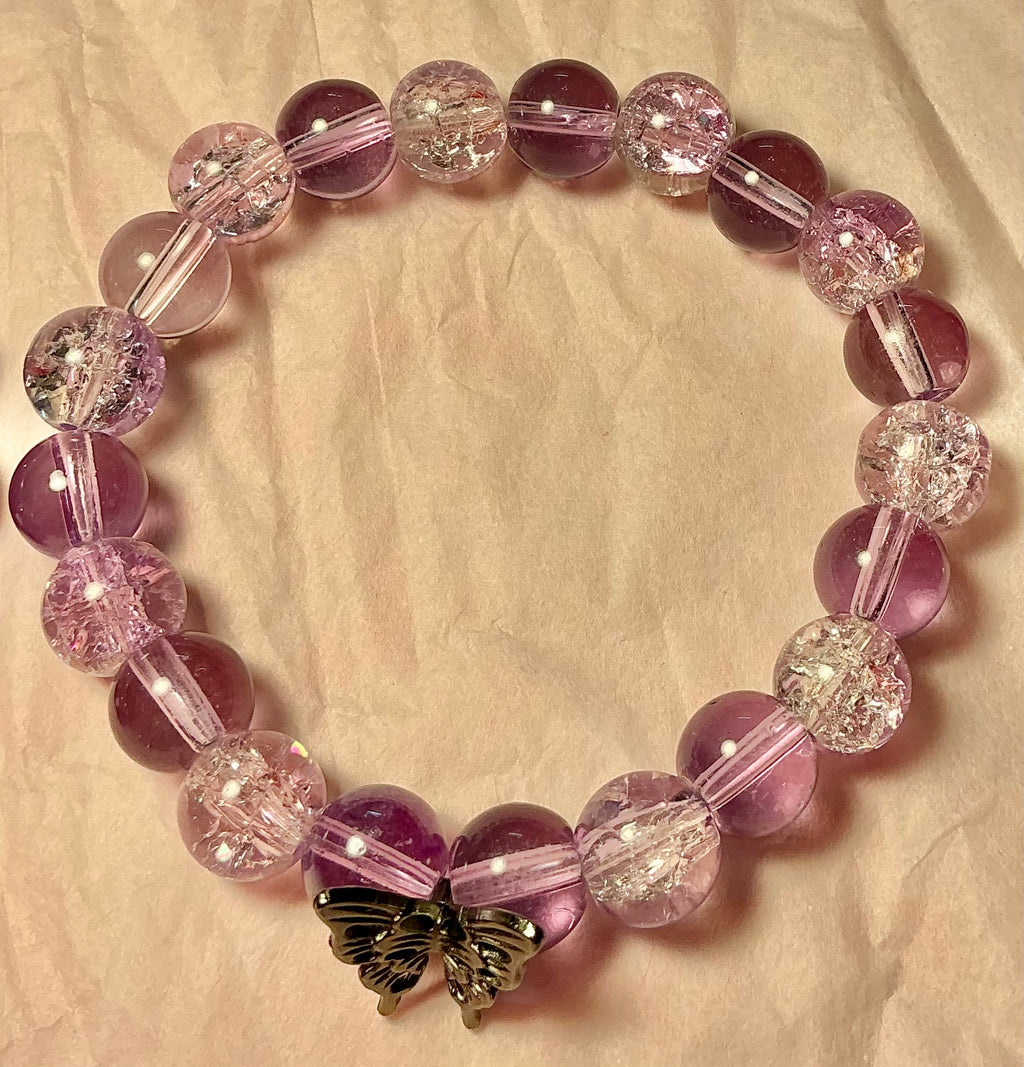 Purple Glass Butterfly bracelet