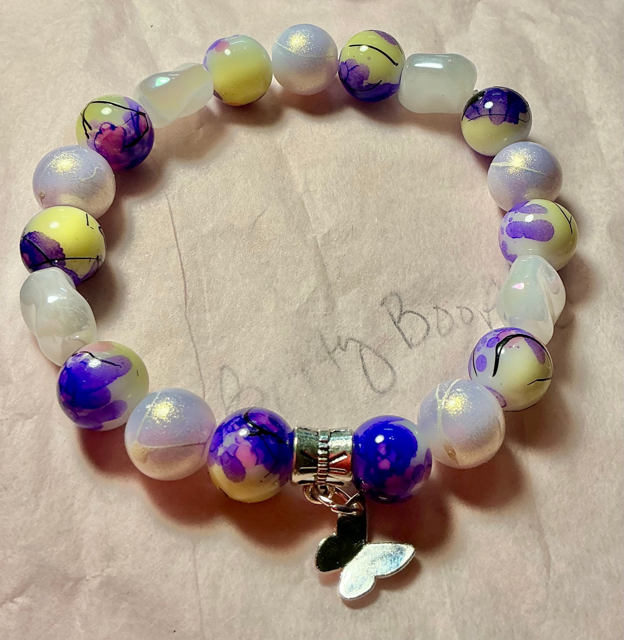 Purple Glass Butterfly bracelet