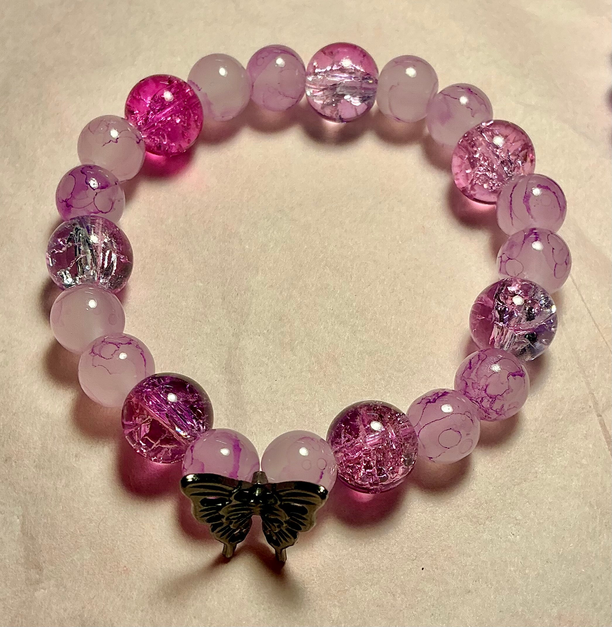 Purple Glass Butterfly bracelet