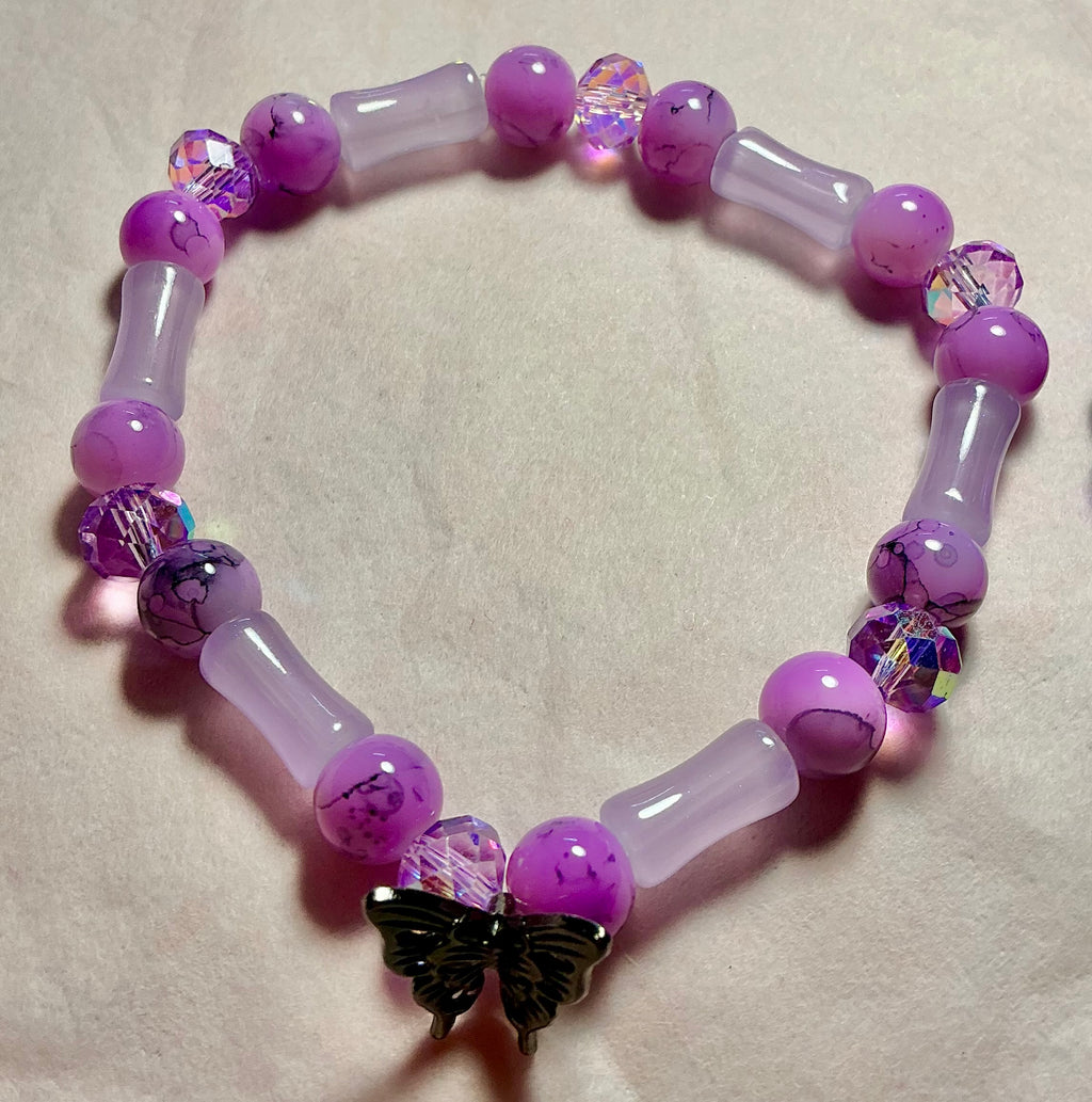 Purple Glass Butterfly bracelet