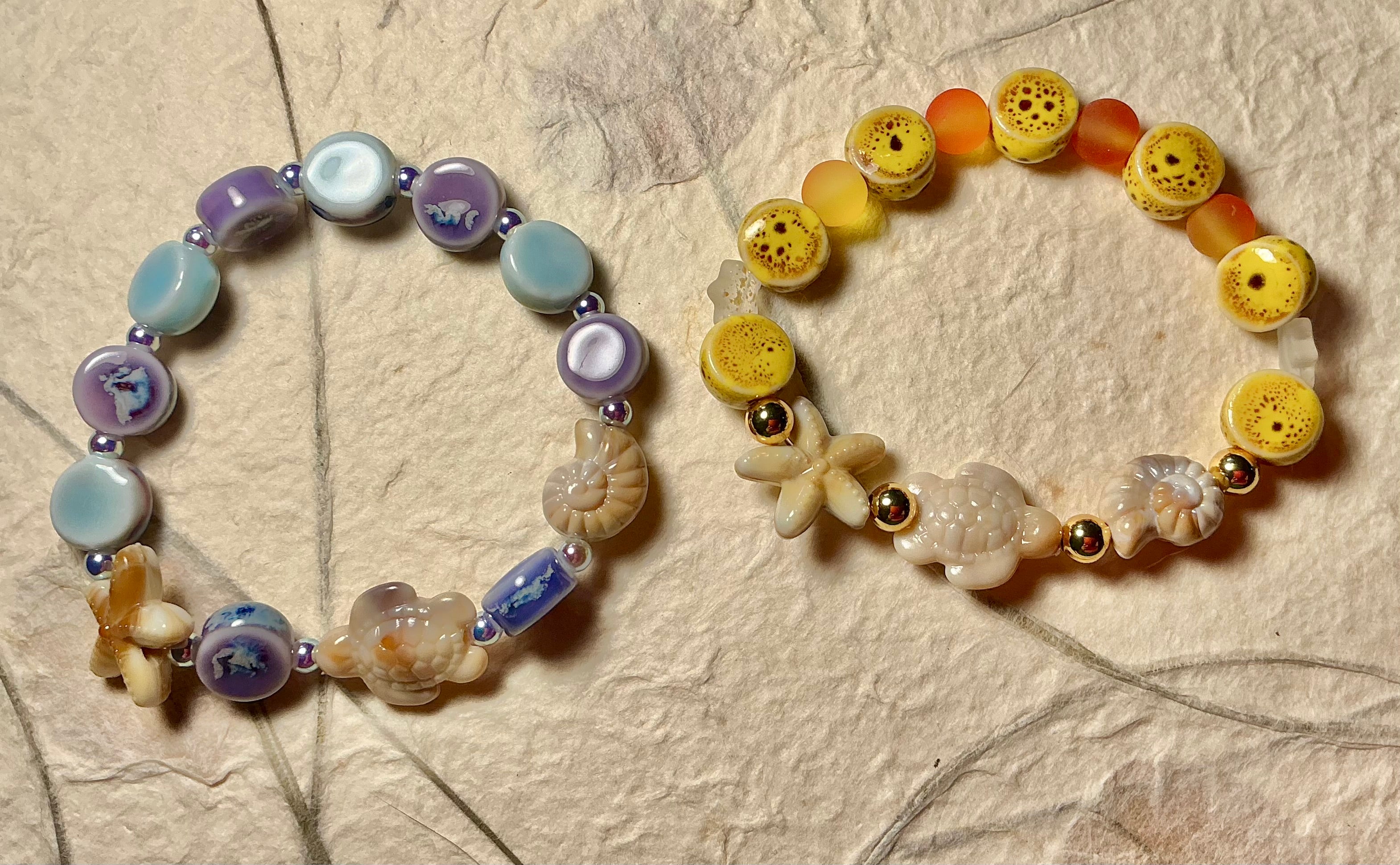 Beach themed glass bracelet