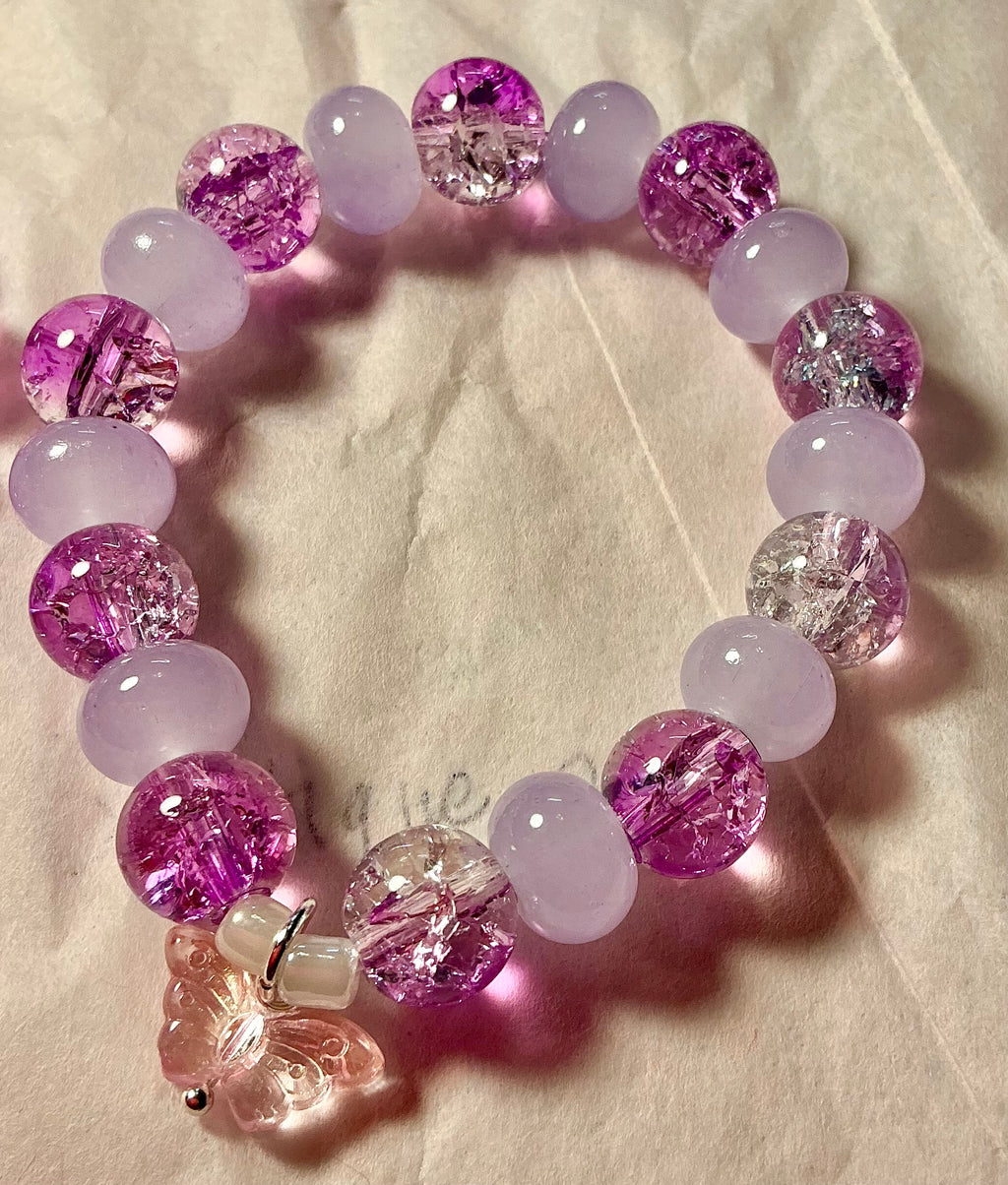 Purple Glass Butterfly bracelet