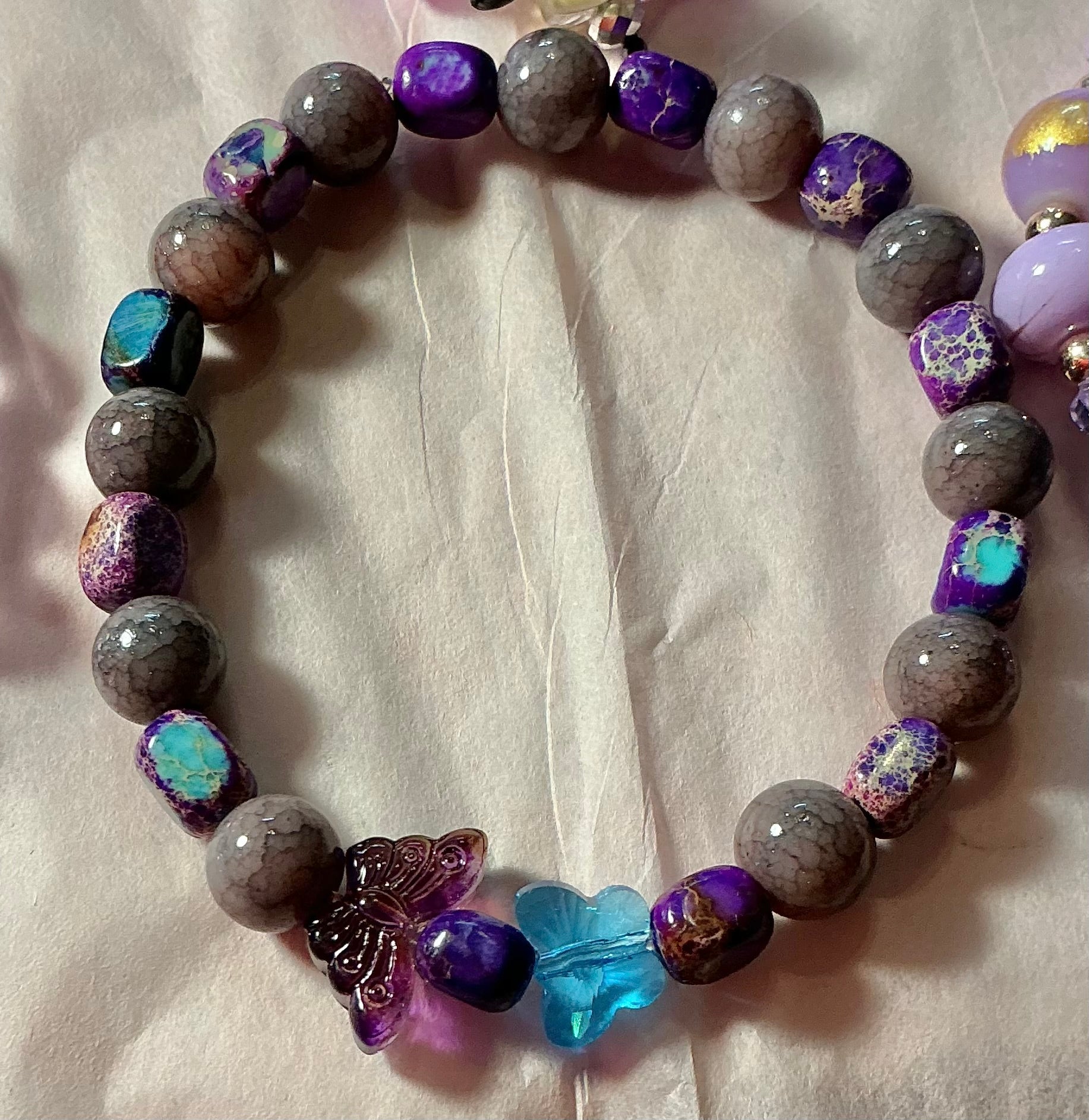 Purple Glass Butterfly bracelet