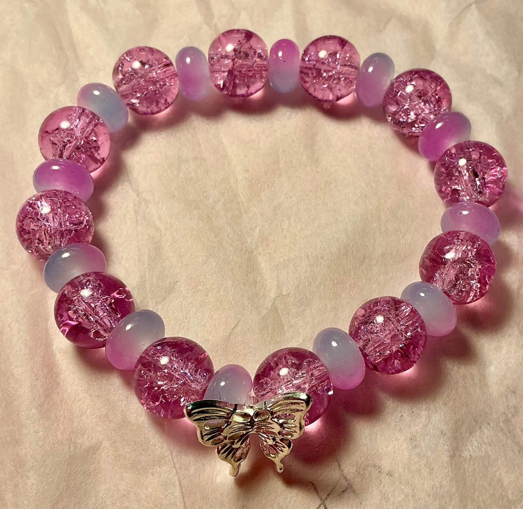 Purple Glass Butterfly bracelet