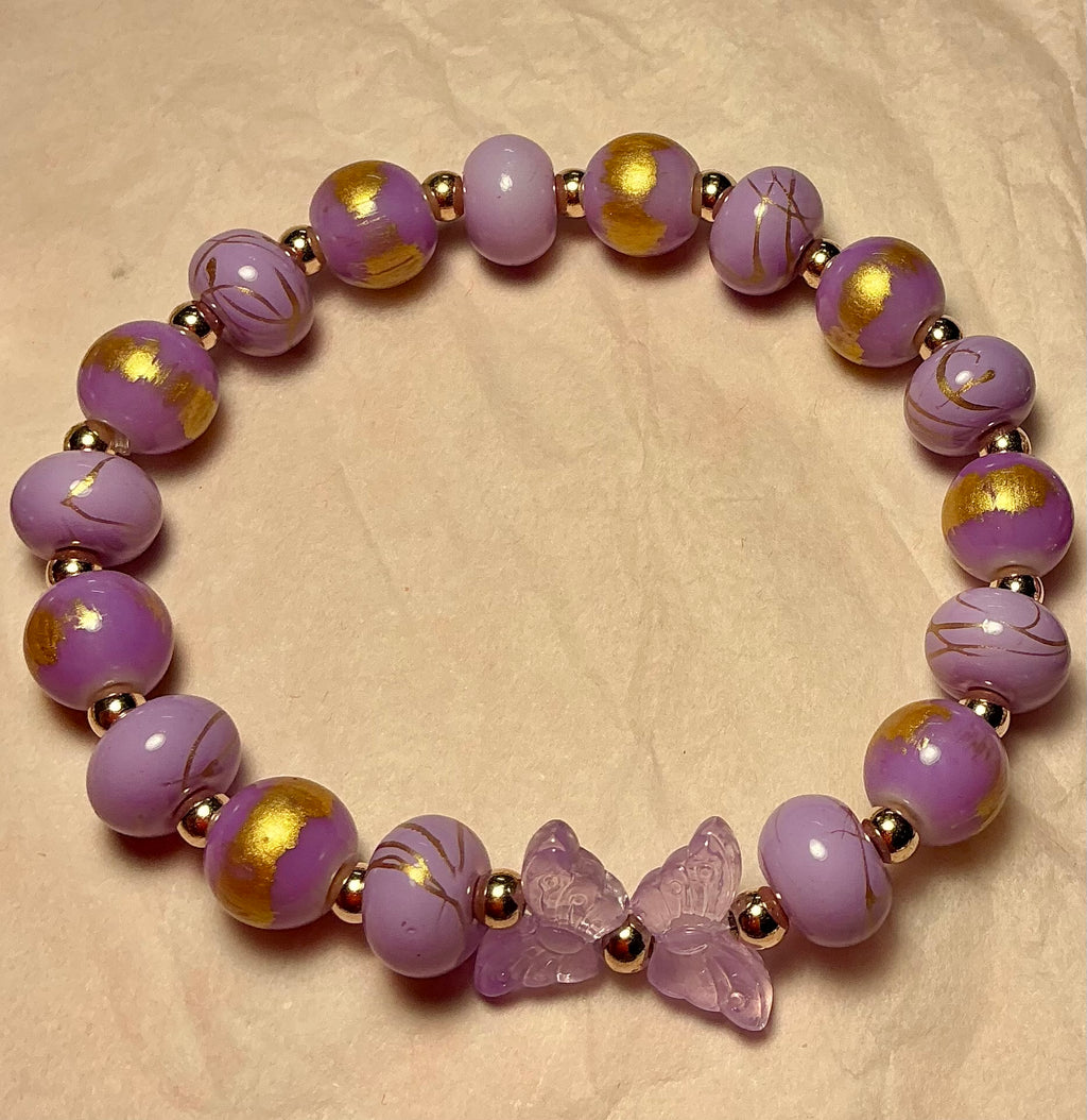 Purple Glass Butterfly bracelet