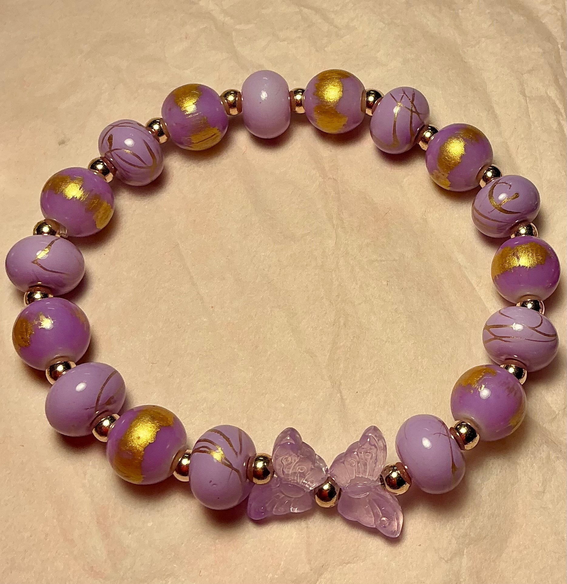 Purple Glass Butterfly bracelet