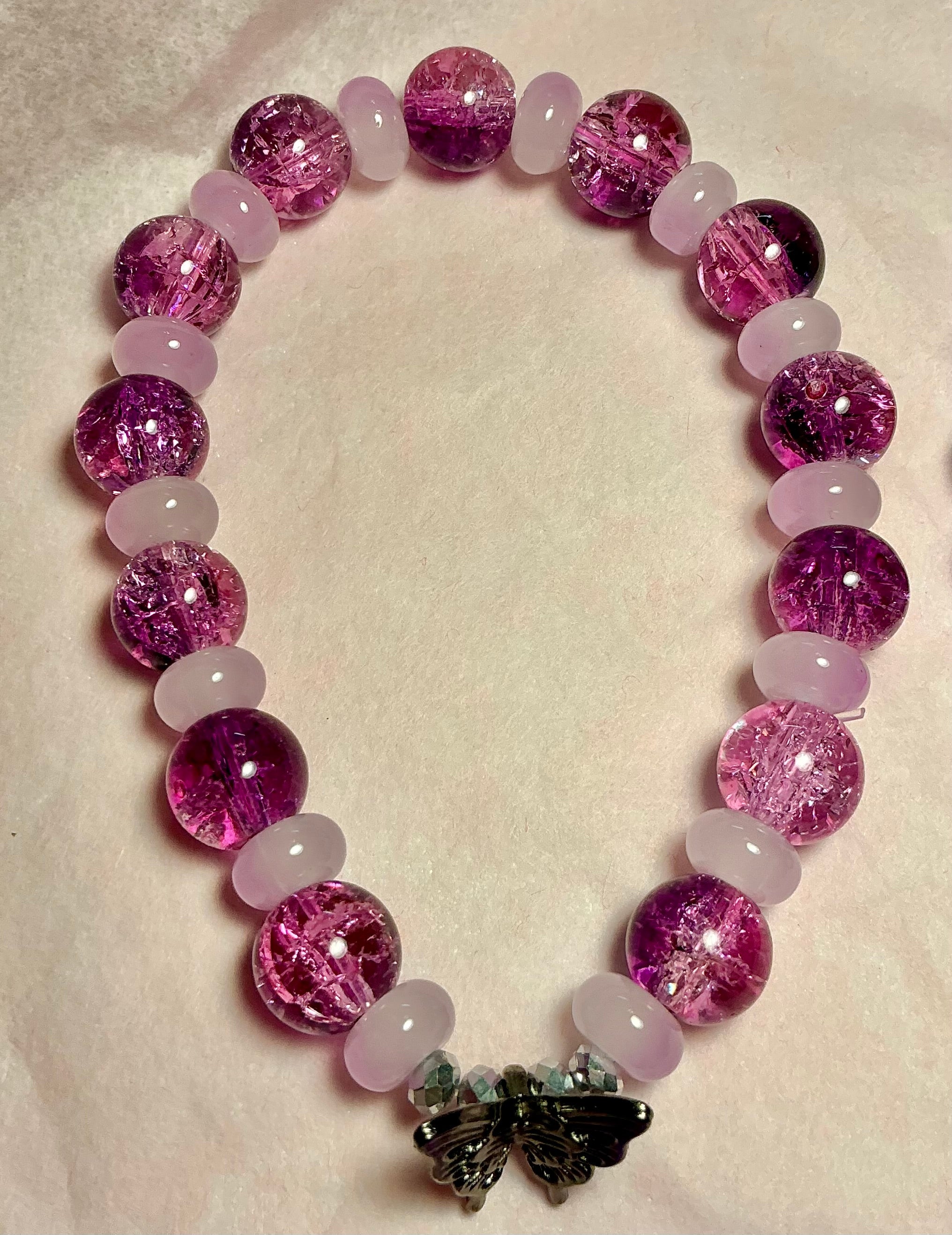Purple Glass Butterfly bracelet