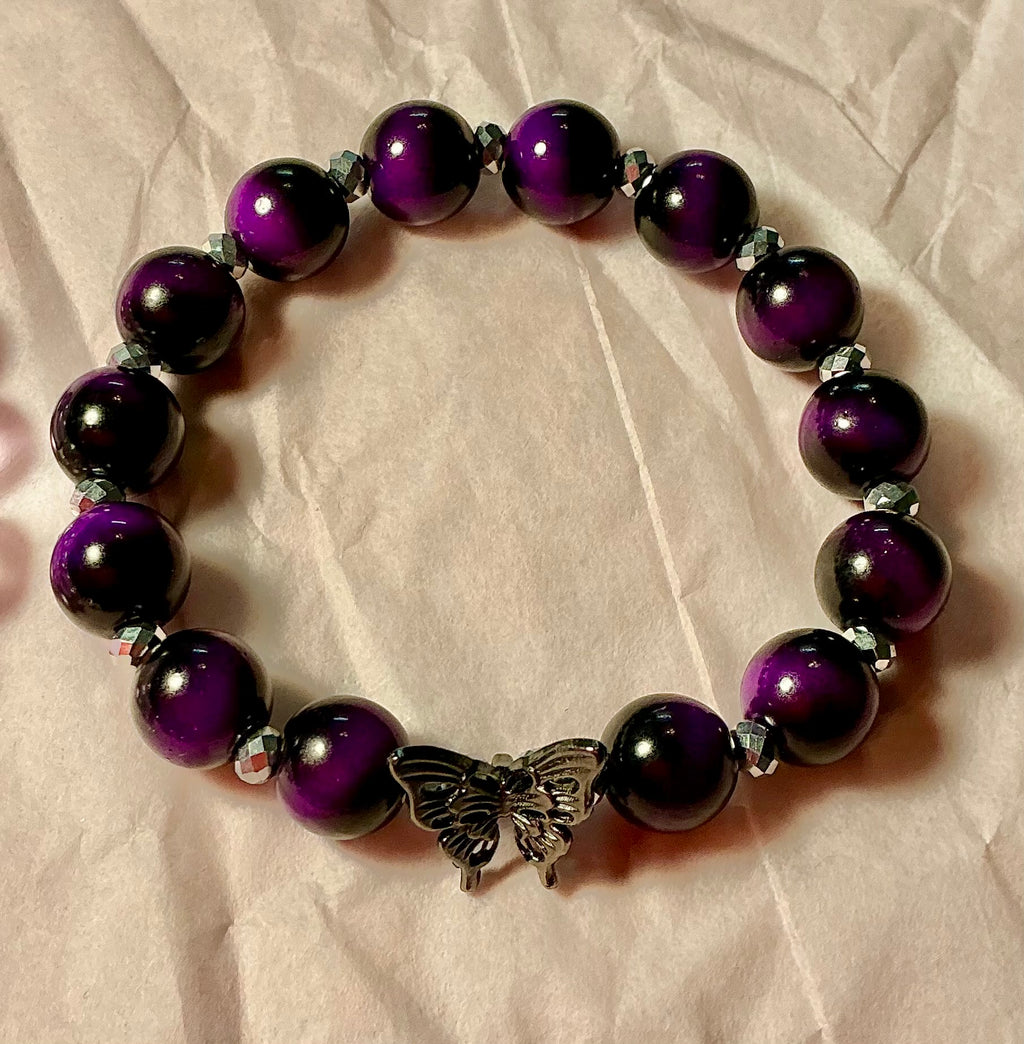 Purple Glass Butterfly bracelet