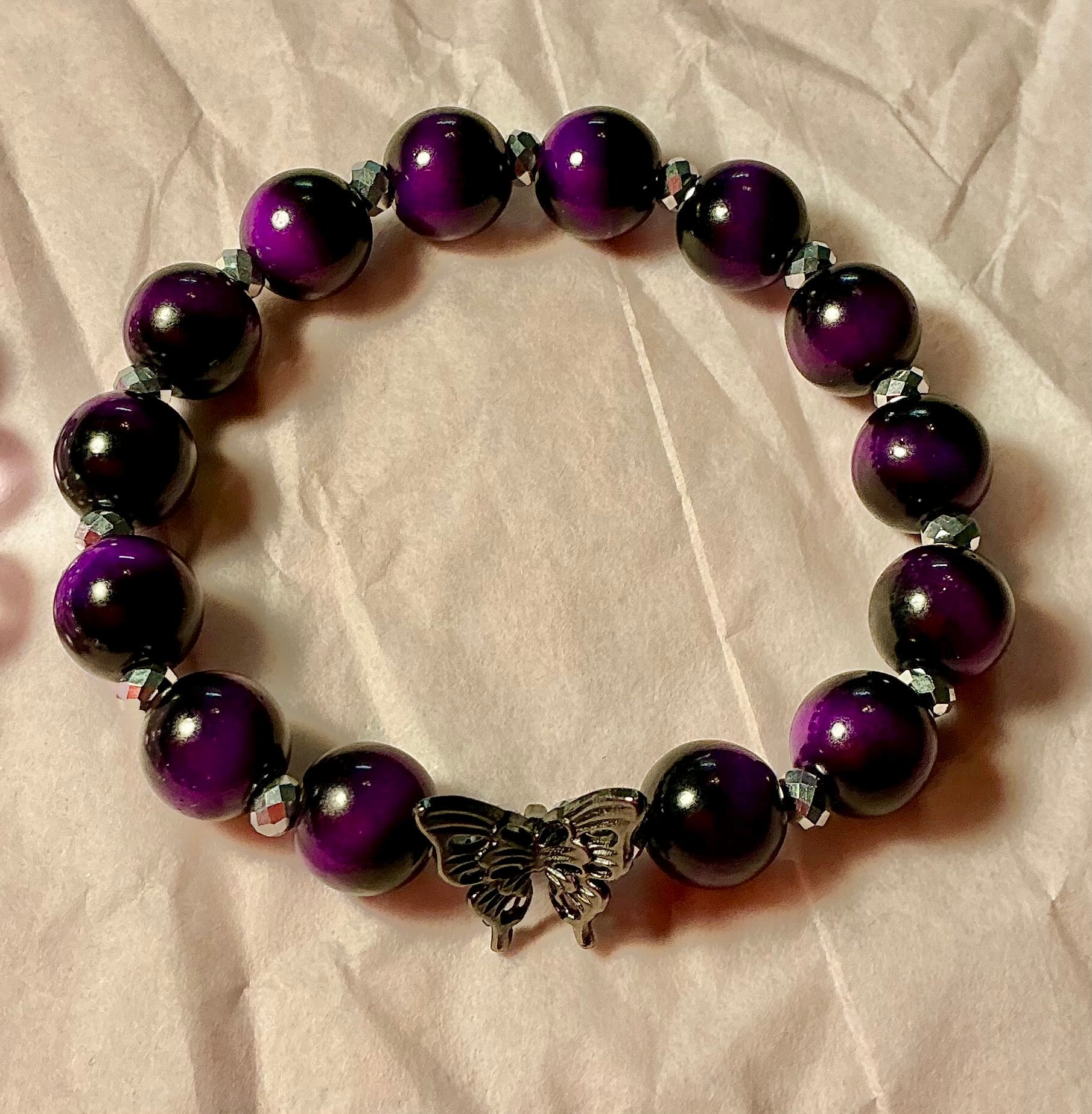 Purple Glass Butterfly bracelet