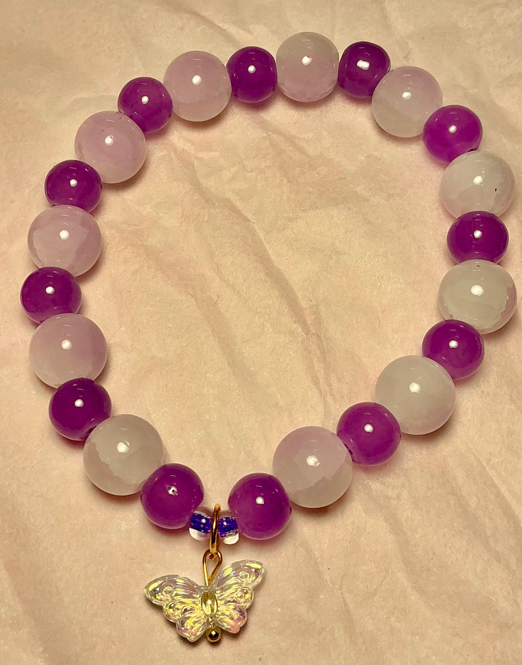 Purple Glass Butterfly bracelet