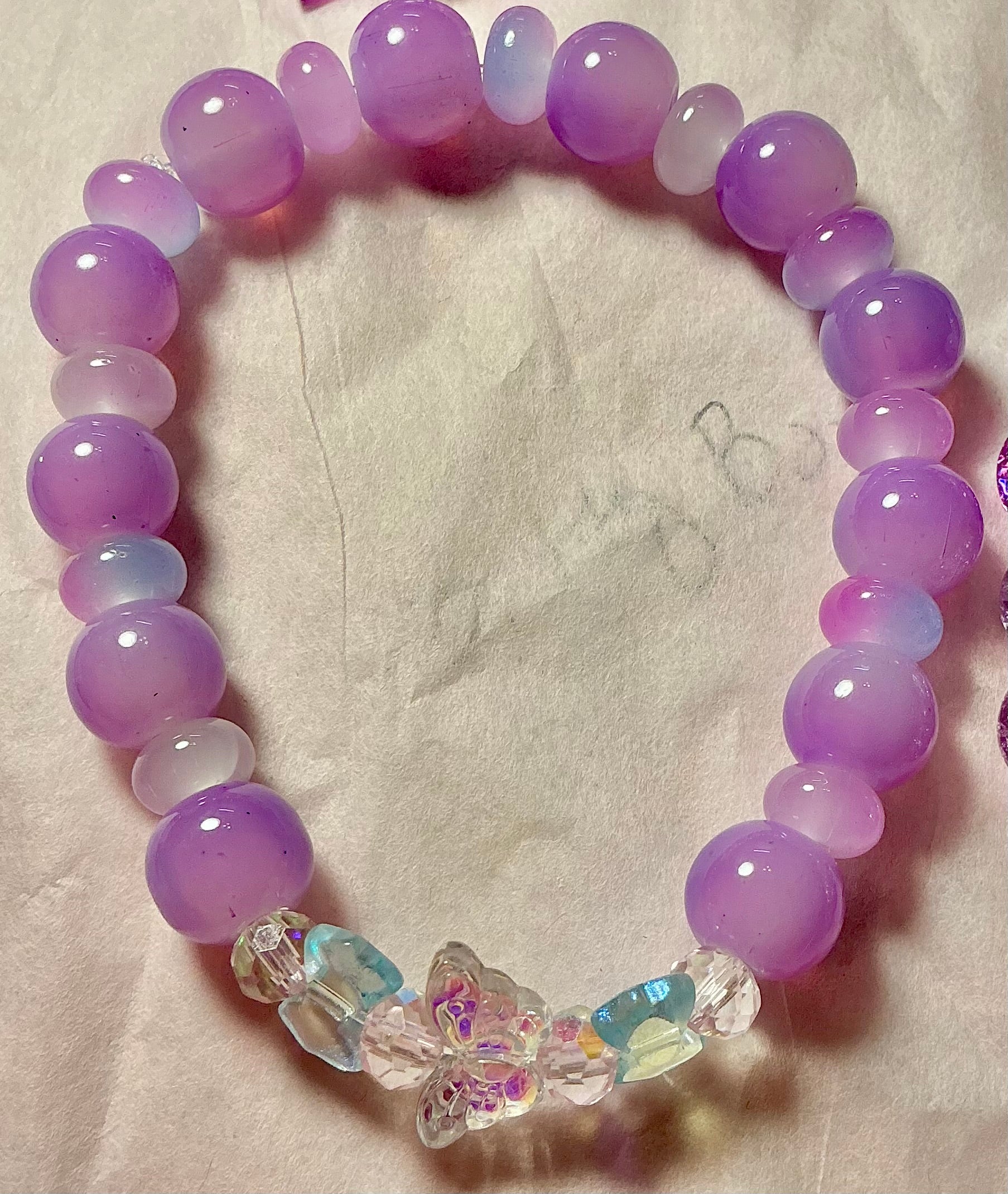 Purple Glass Butterfly bracelet