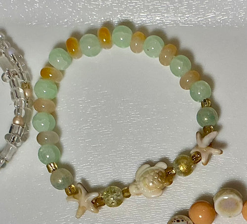 Beach themed glass bracelet