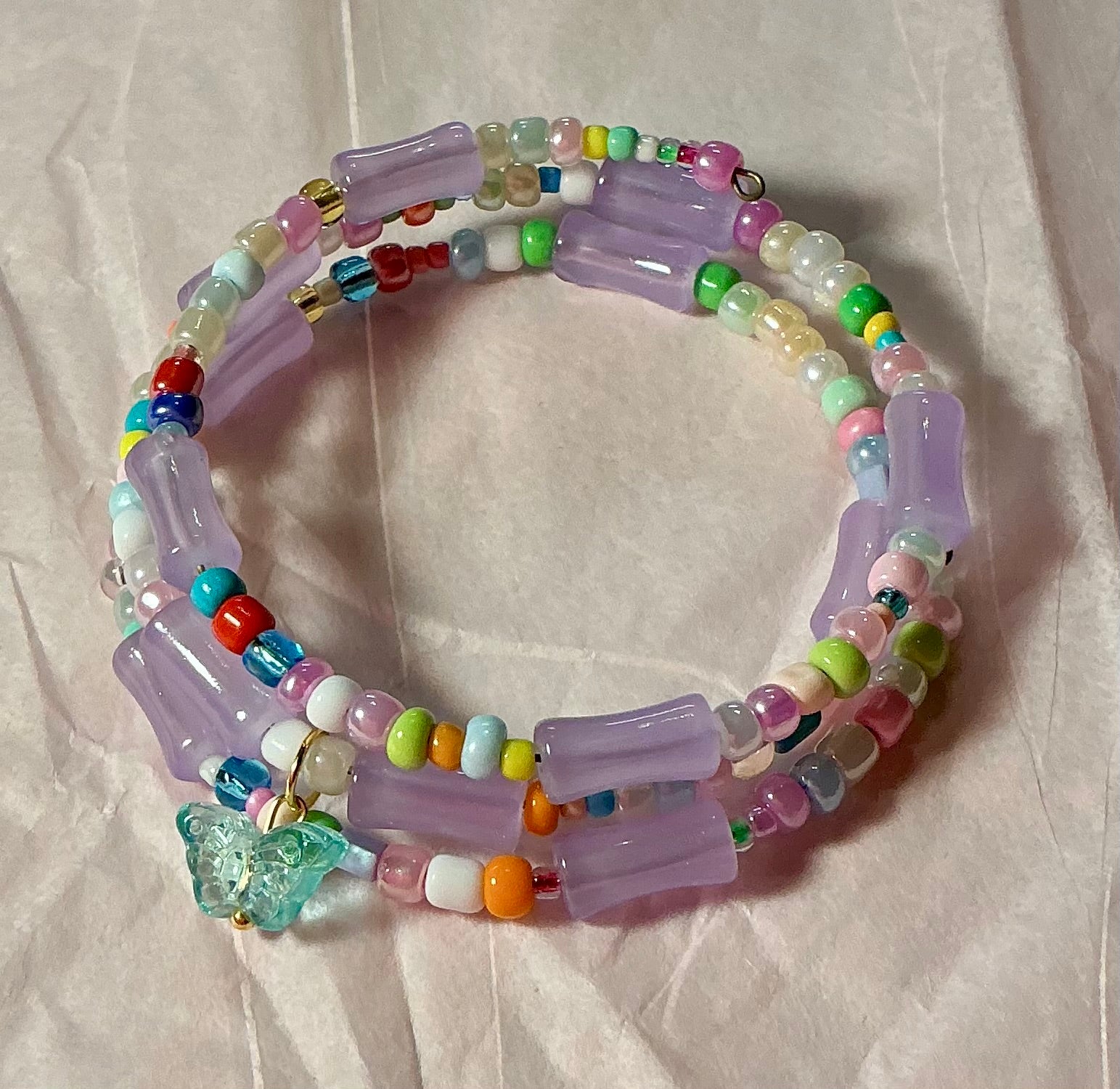 Purple Glass Butterfly bracelet