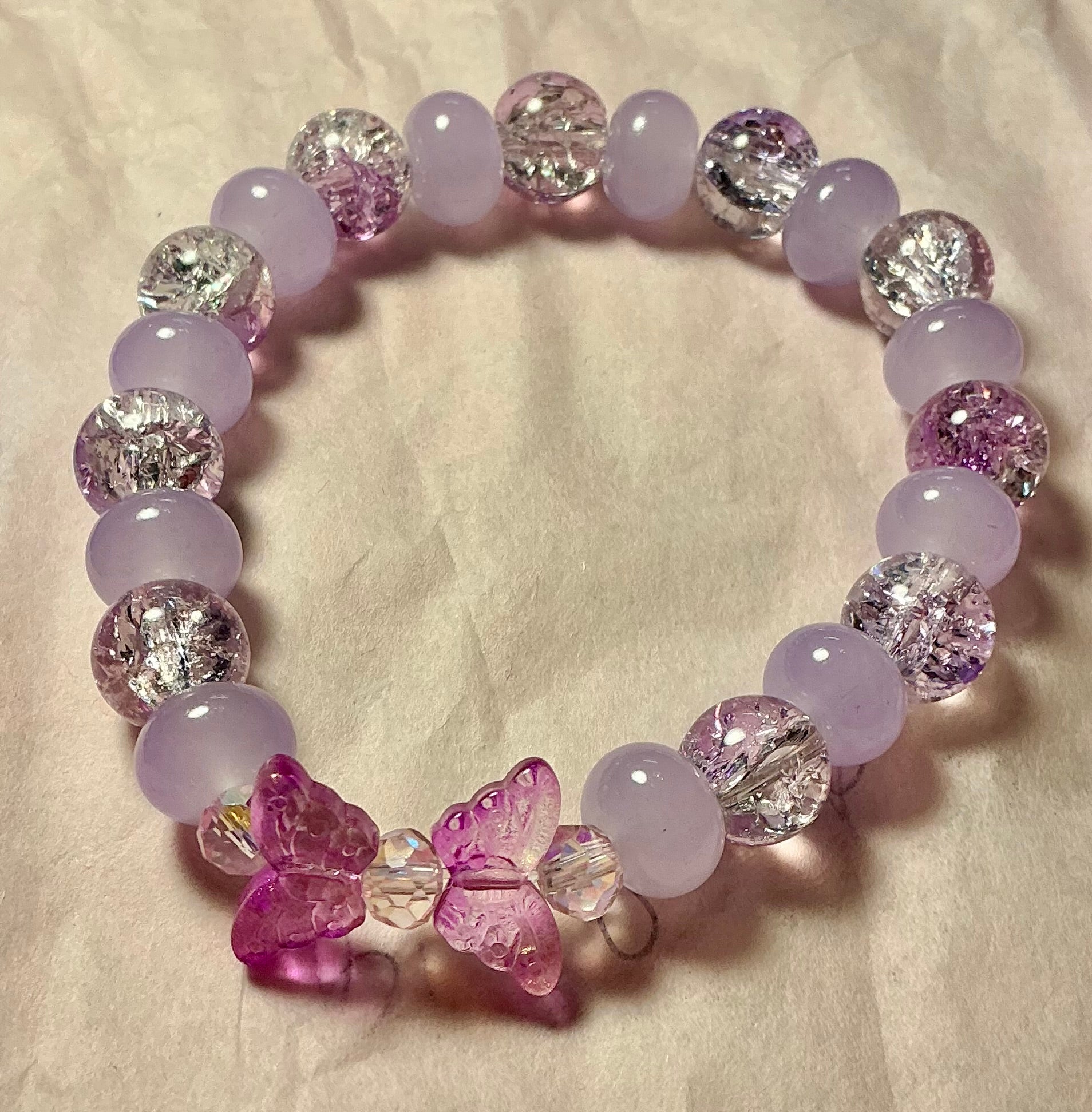 Purple Glass Butterfly bracelet