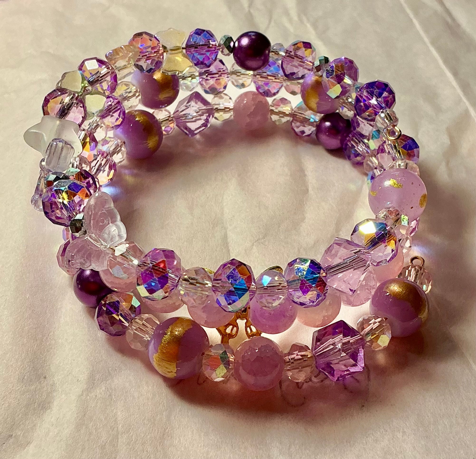 Purple Glass Butterfly bracelet