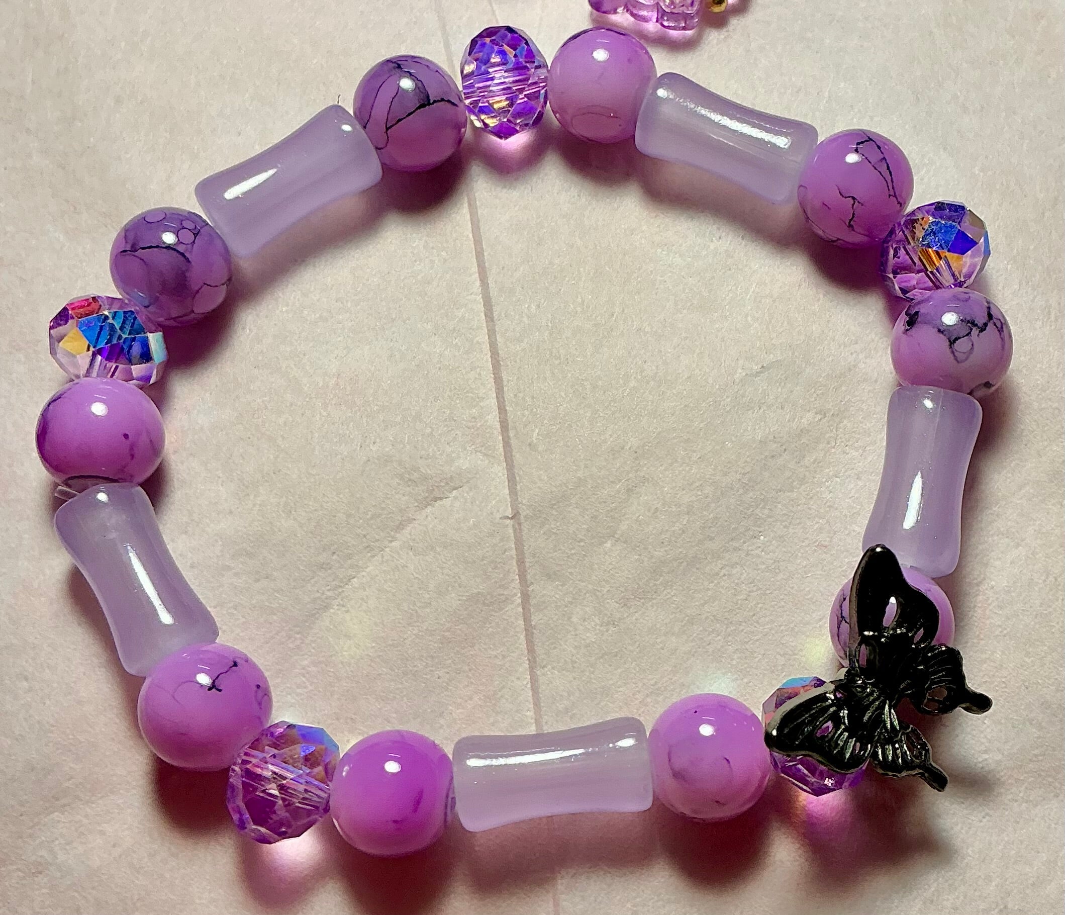 Purple Glass Butterfly bracelet
