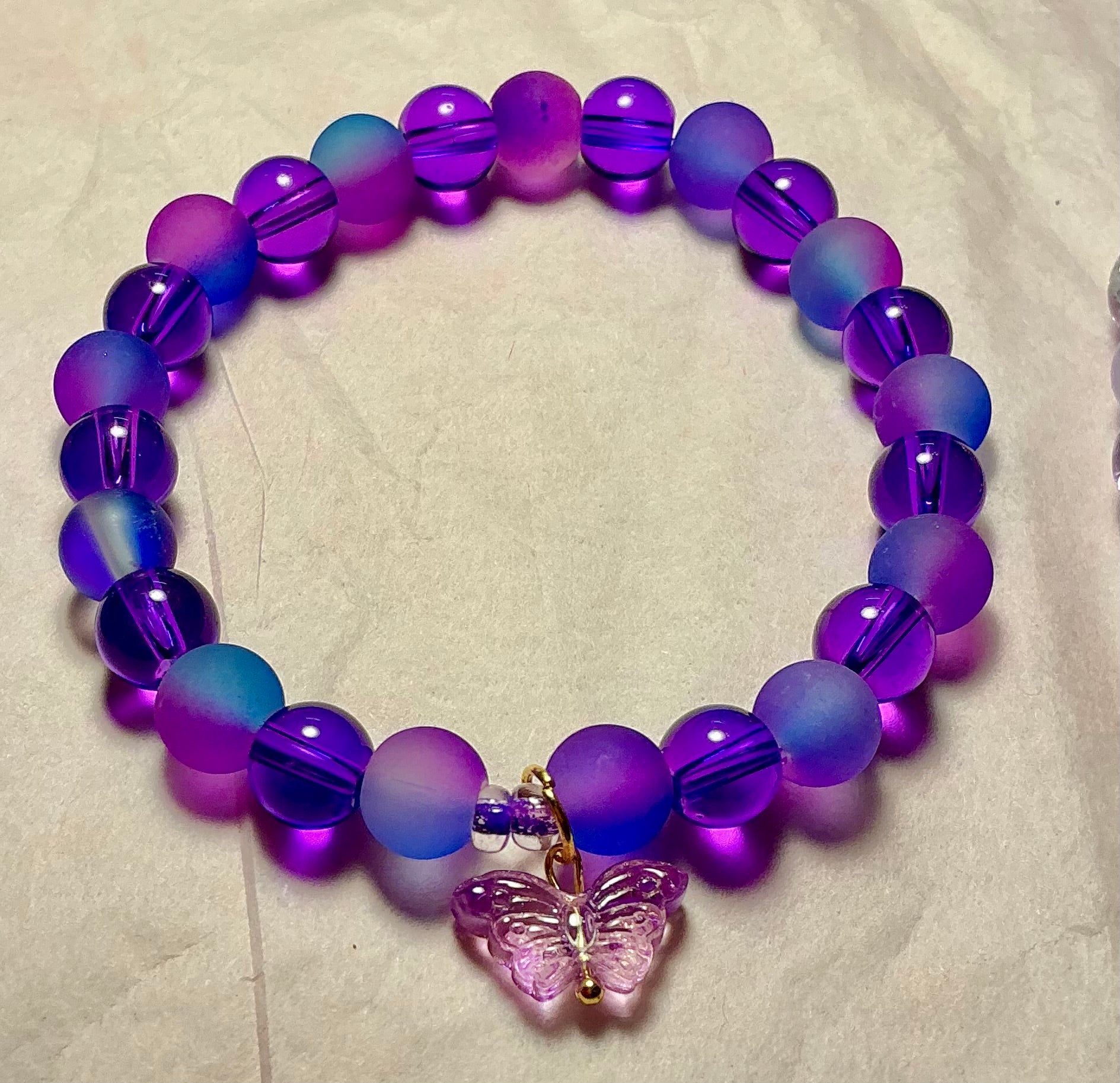 Purple Glass Butterfly bracelet