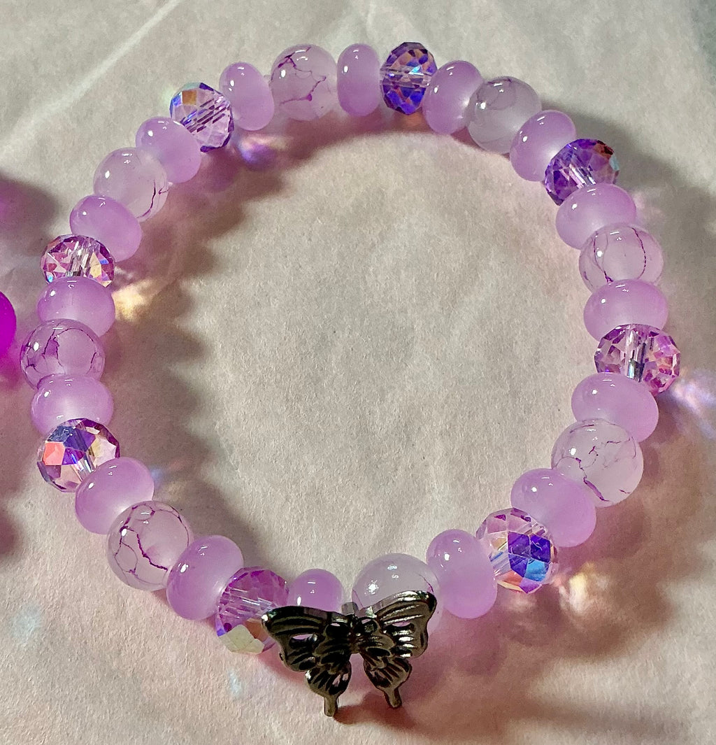 Purple Glass Butterfly bracelet