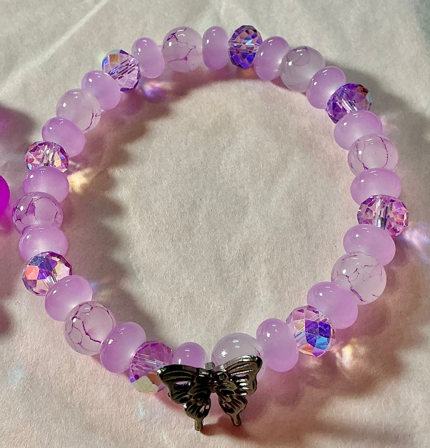 Purple Glass Butterfly bracelet
