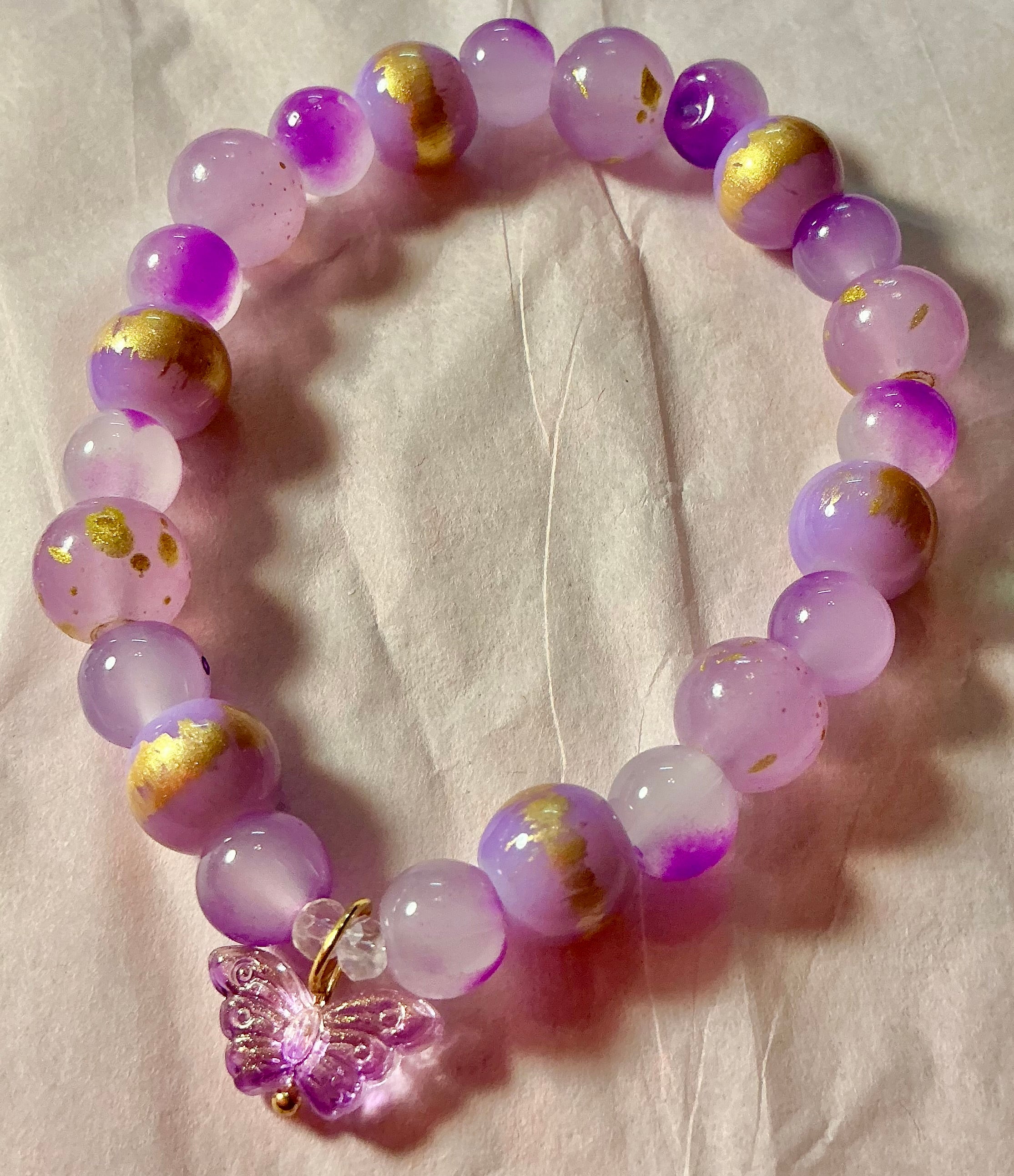 Purple Glass Butterfly bracelet