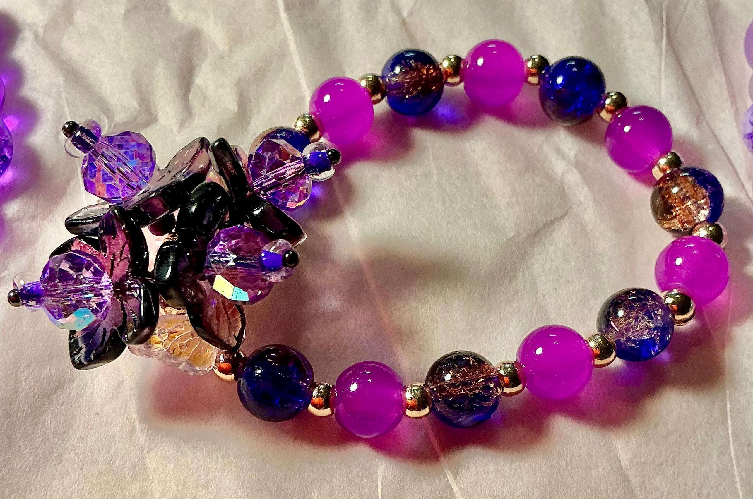 Purple Glass Butterfly bracelet