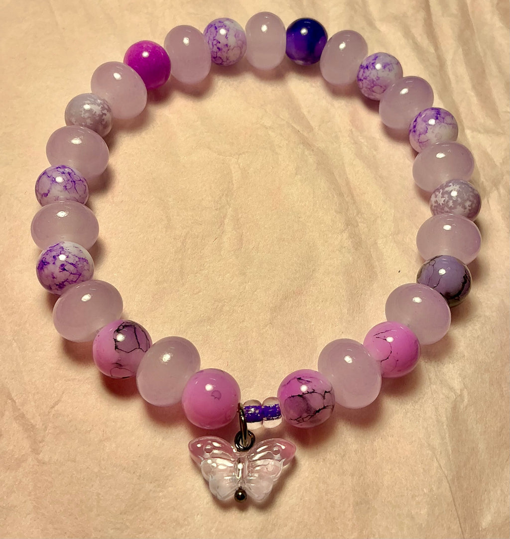 Purple Glass Butterfly bracelet