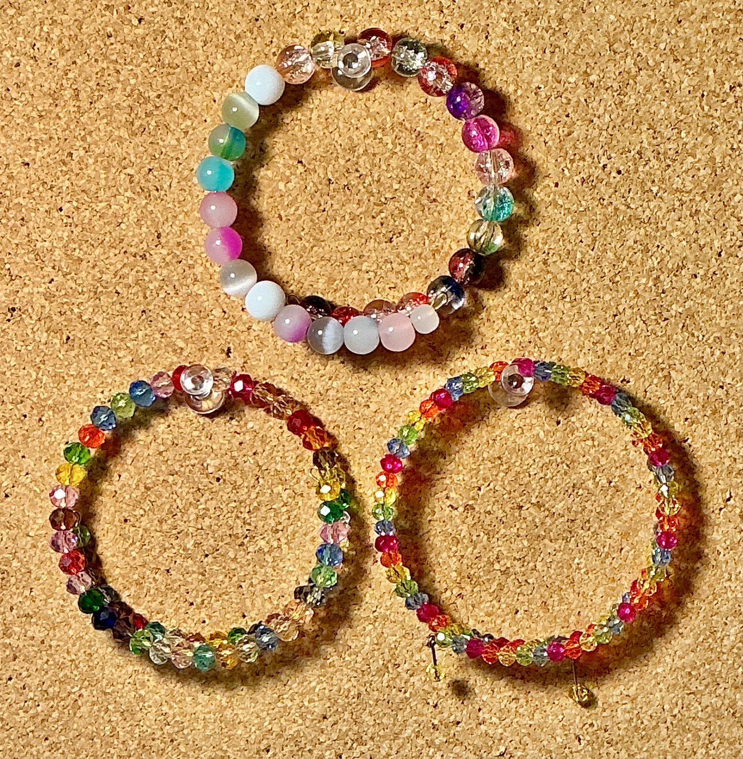 Glass Beaded Bracelets on Memory Wire Bundles