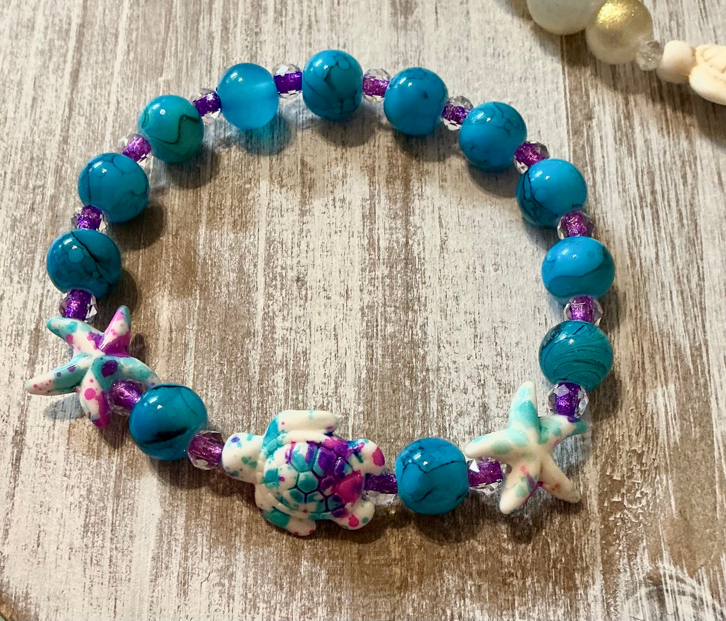 Beach themed glass bracelet