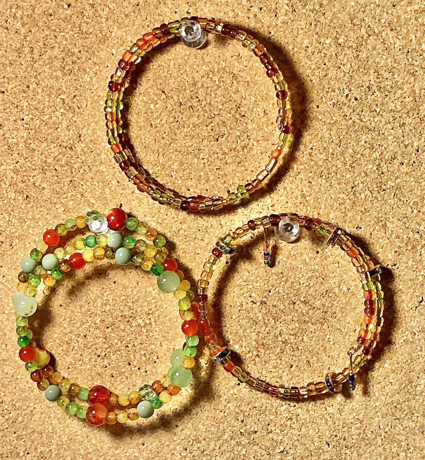 Glass Beaded Bracelets on Memory Wire Bundles