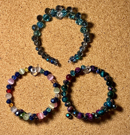 Glass Beaded Bracelets on Memory Wire Bundles