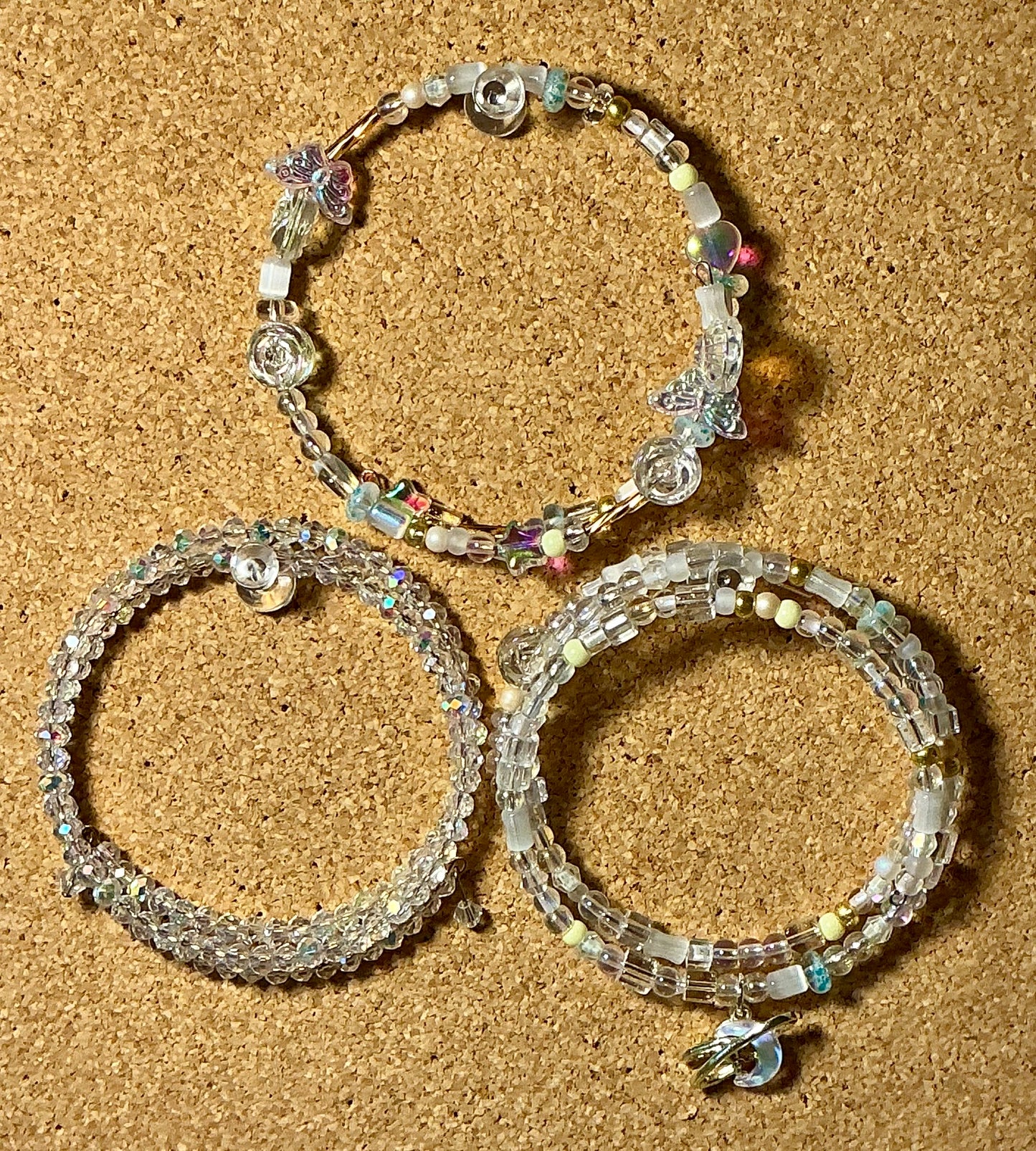 Glass Beaded Bracelets on Memory Wire Bundles