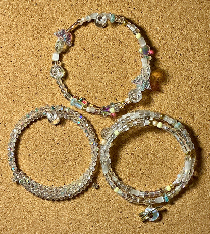 Glass Beaded Bracelets on Memory Wire Bundles