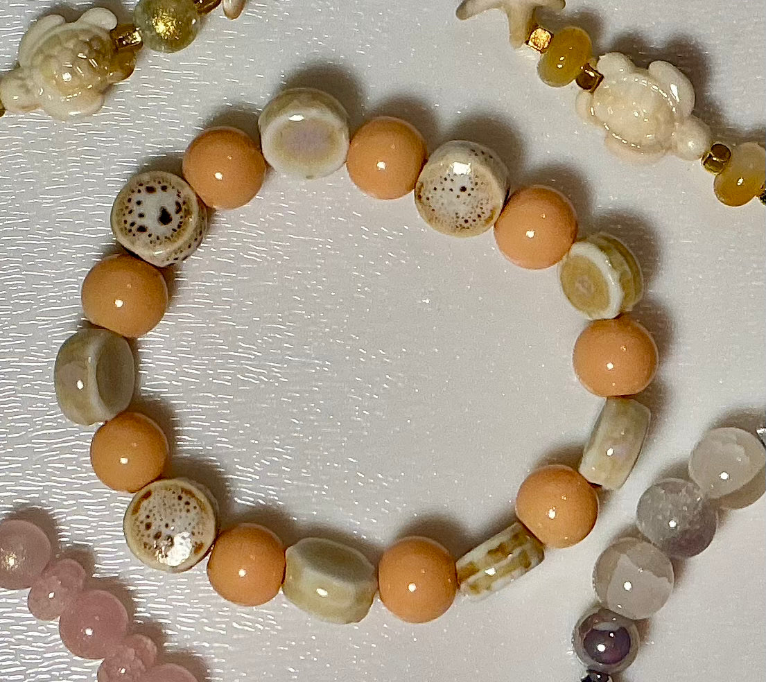 Beach themed glass bracelet