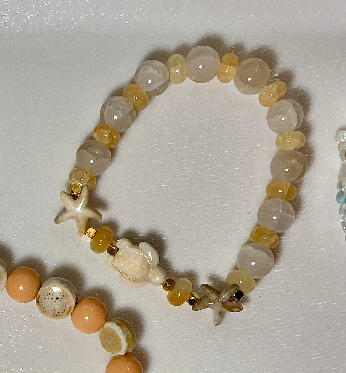 Beach themed glass bracelet