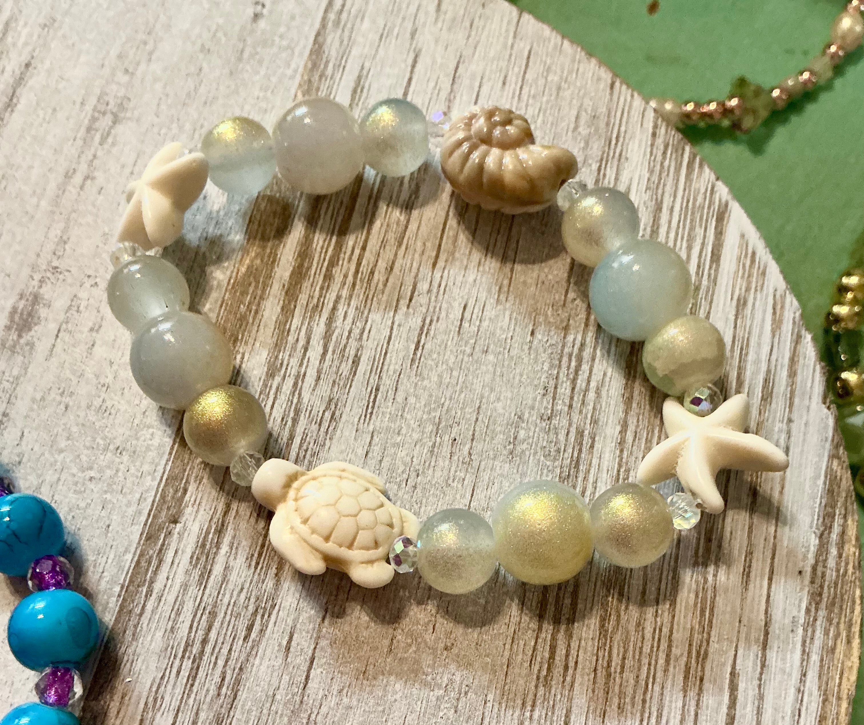 Beach themed glass bracelet