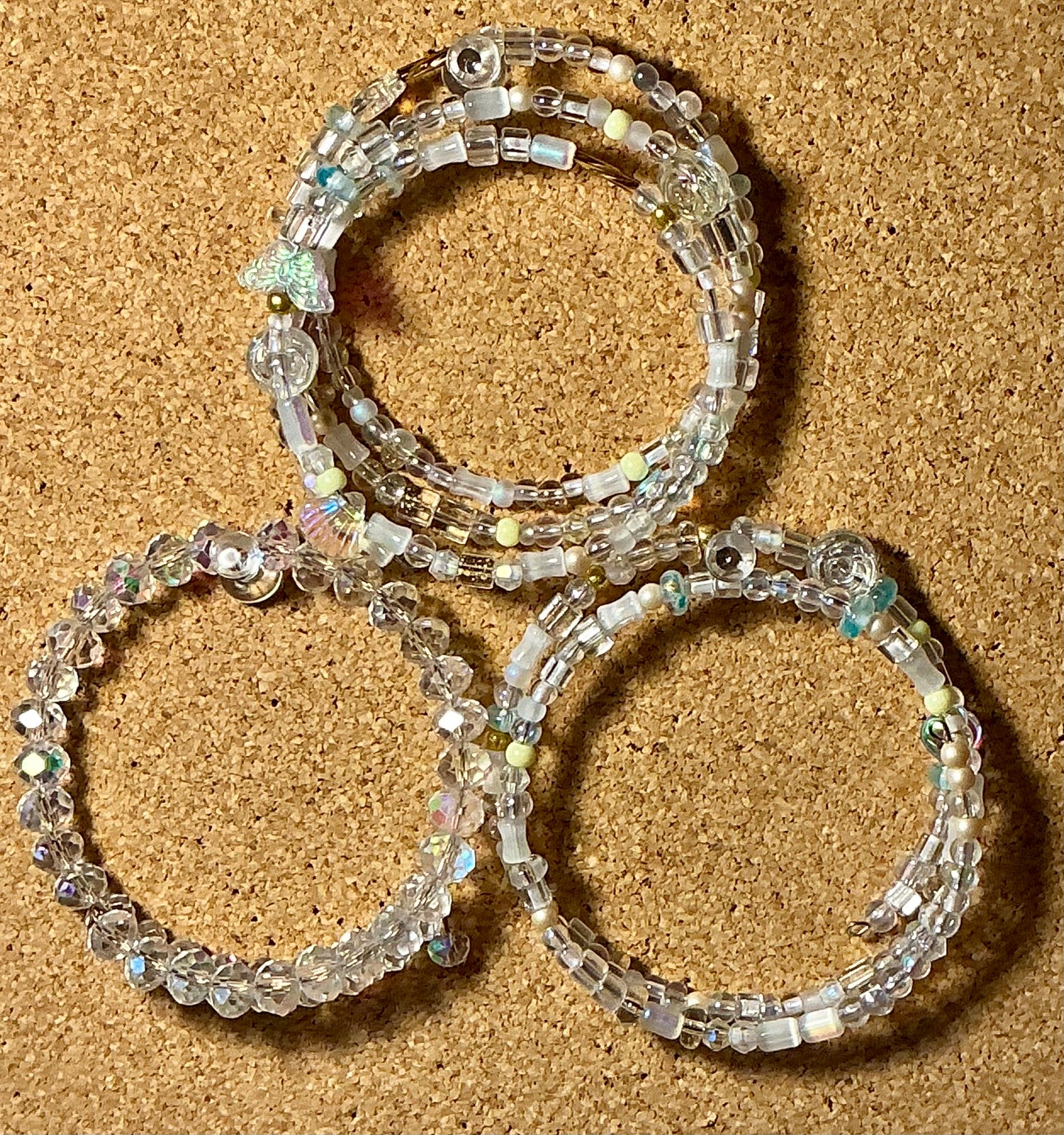 Glass Beaded Bracelets on Memory Wire Bundles