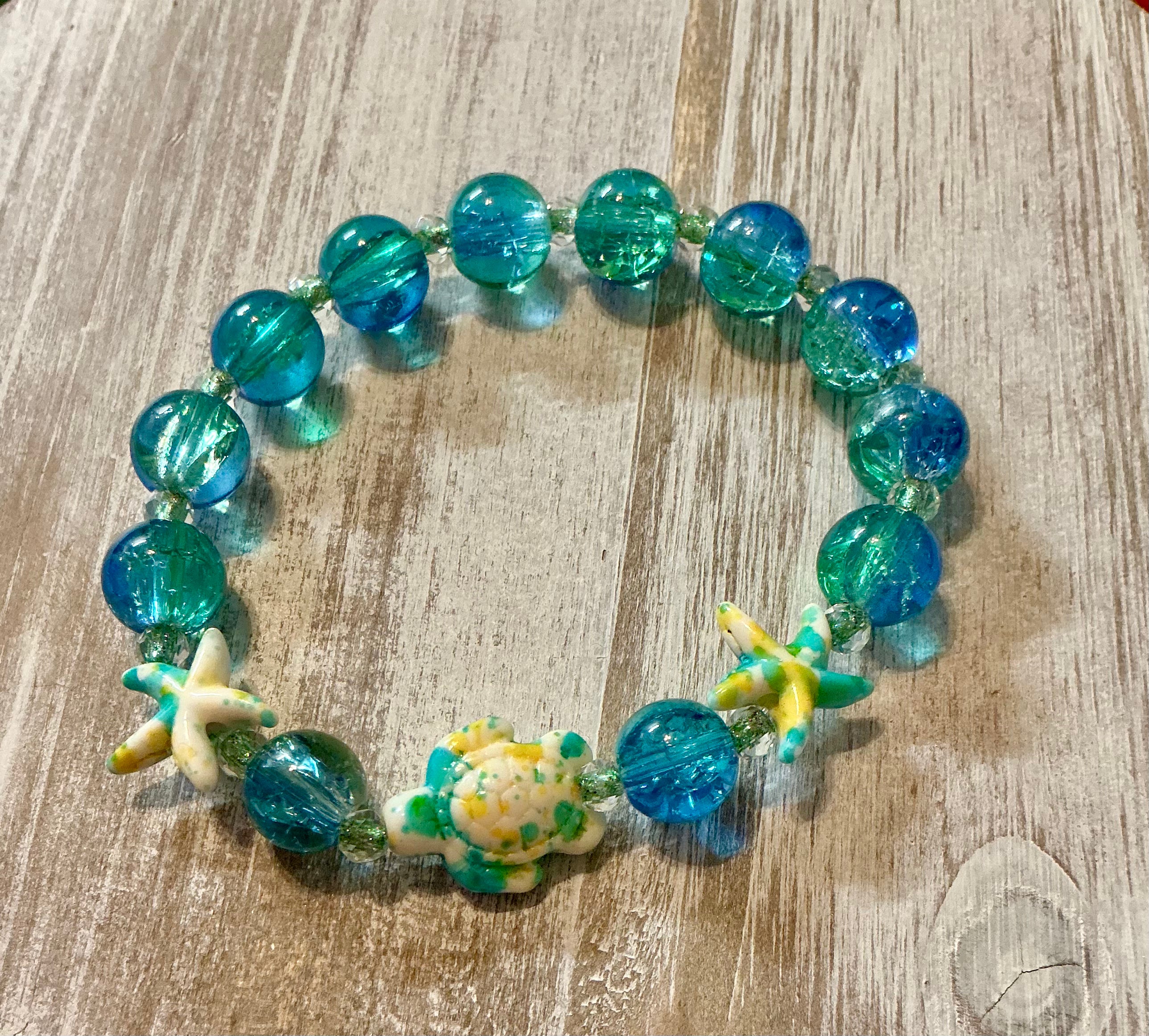 Beach themed glass bracelet