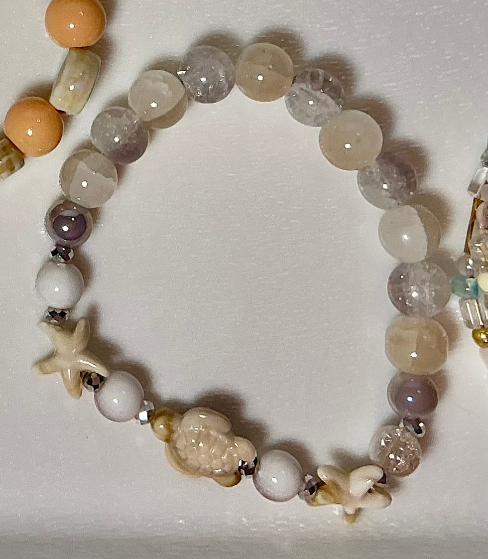 Beach themed glass bracelet
