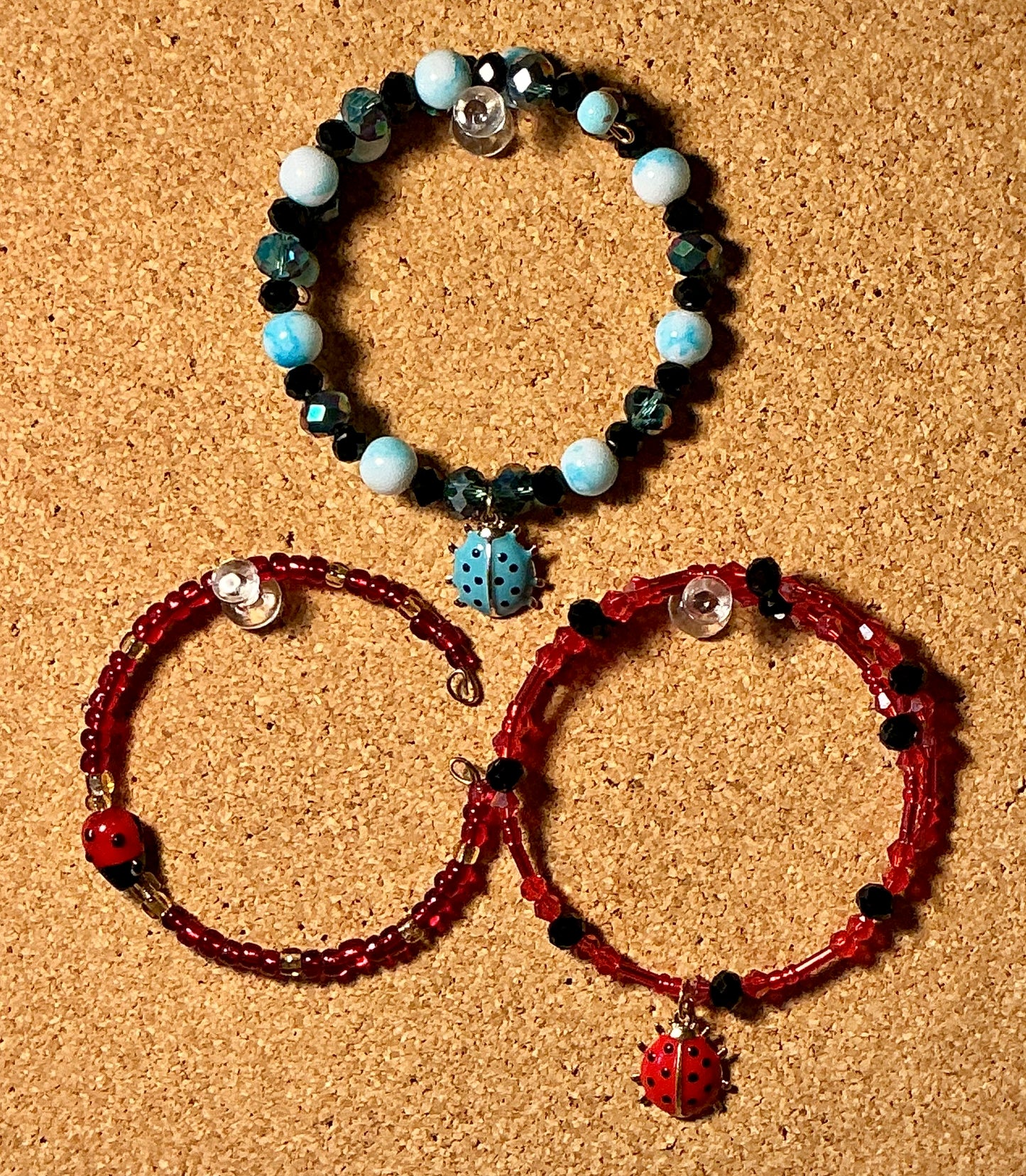 Glass Beaded Bracelets on Memory Wire Bundles