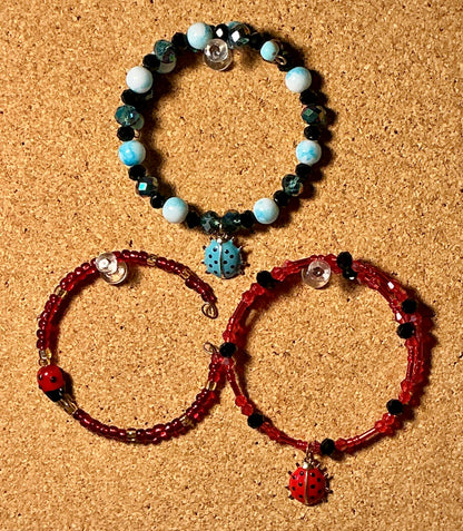 Glass Beaded Bracelets on Memory Wire Bundles
